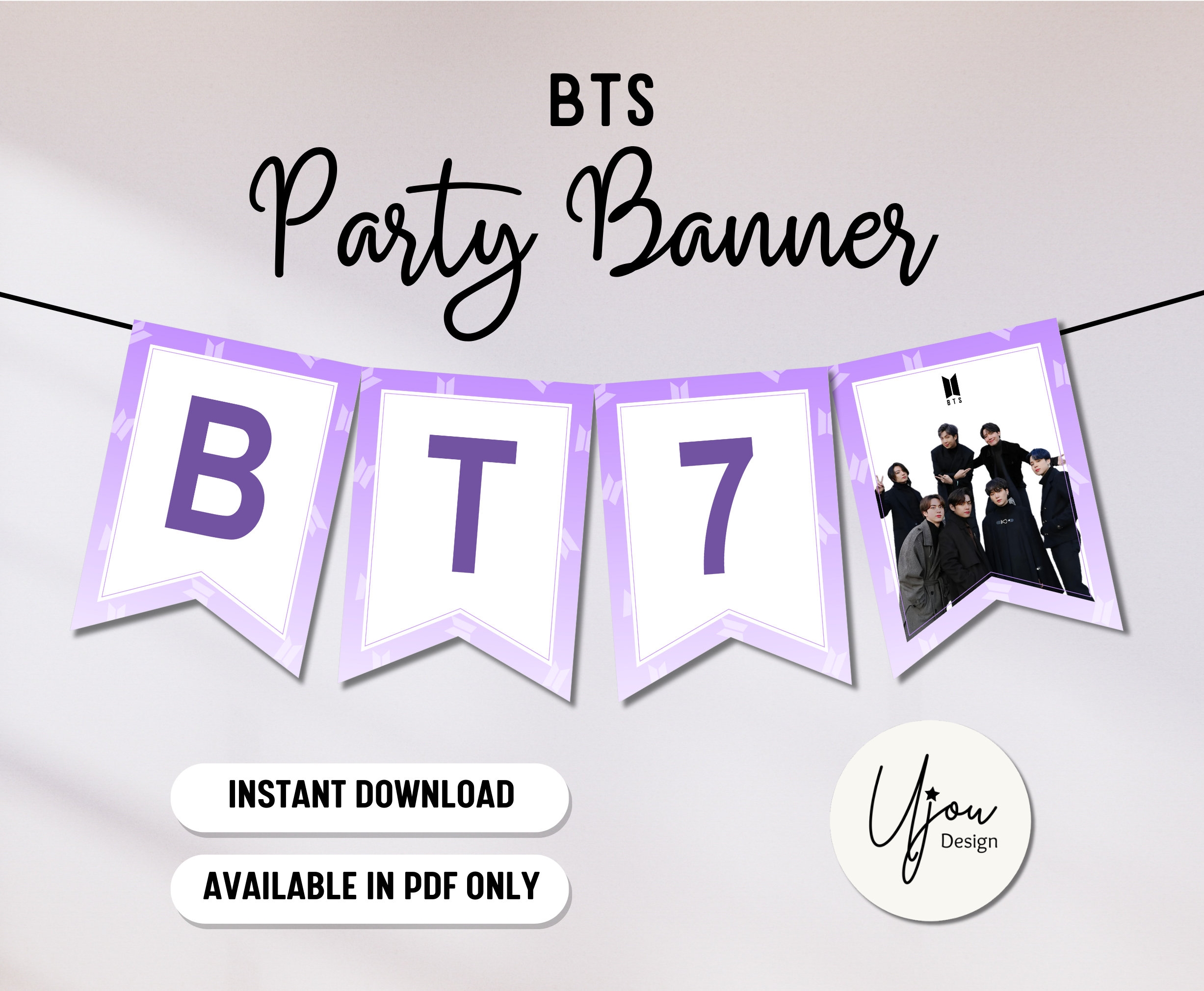 BTS Printable Party Banner BTS Birthday Banner BTS Party Supply Bts Party Decor Digital Party Garland Etsy