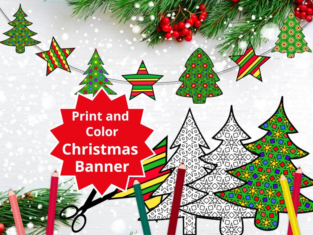 Buy DIY Christmas Banner With Christmas Trees And Stars Christmas Crafts Print Color Christmas Bunting Christmas Garland PDF Download Online In India Etsy