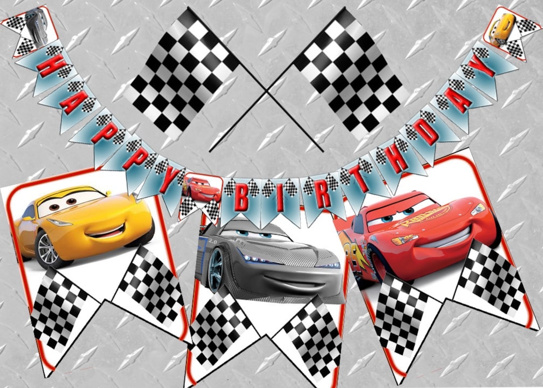 Cars Birthday Banner Cars Birthday Decorations Cars Party Theme Cars Birthday Party Lightning Mcqueen Printable Cars Party Decor Etsy