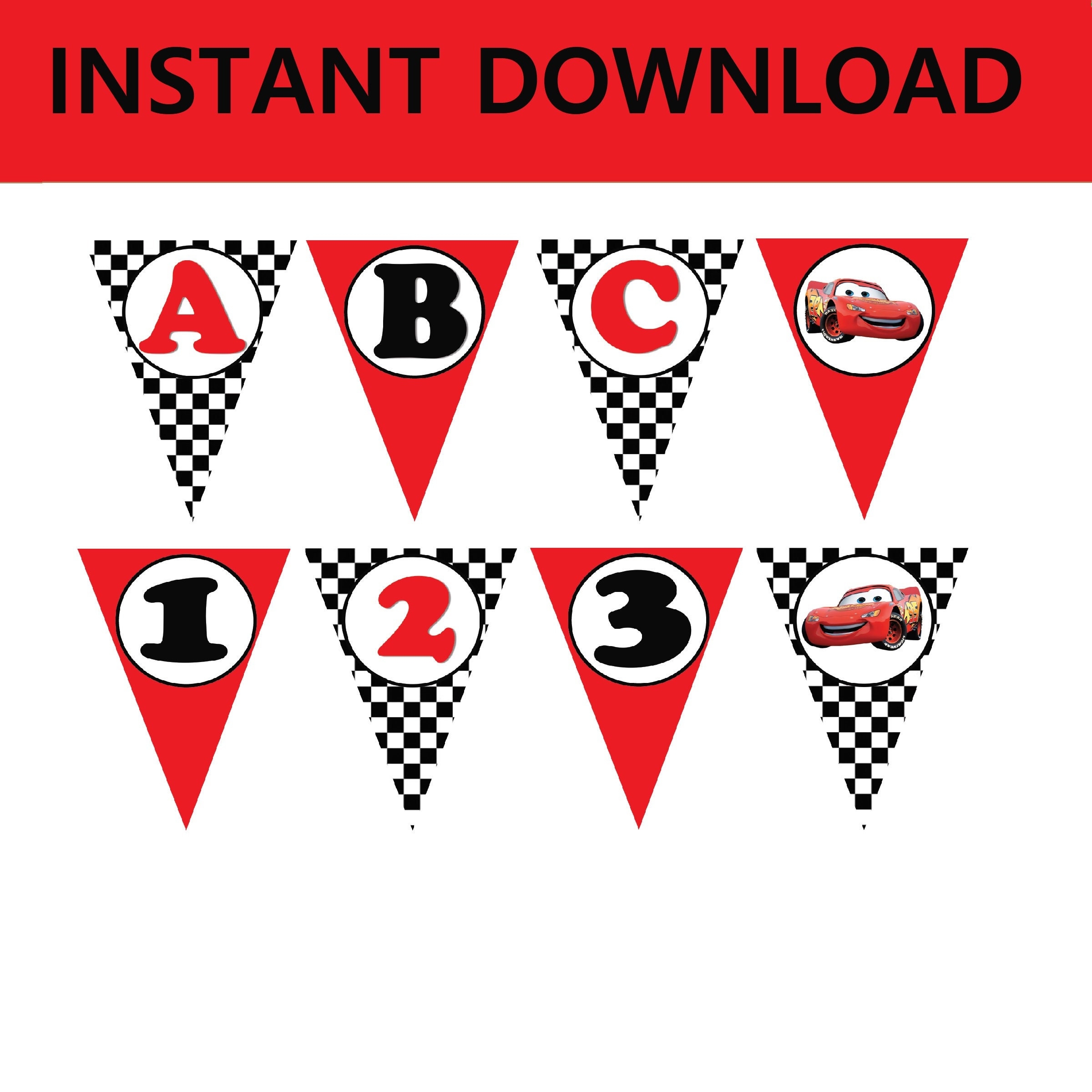 Cars Theme Banner Disney Cars Birthday Decor Boy s Birthday Party Decor Pixar Mcqueen Decoration Instant Download diy Printable Banner Etsy