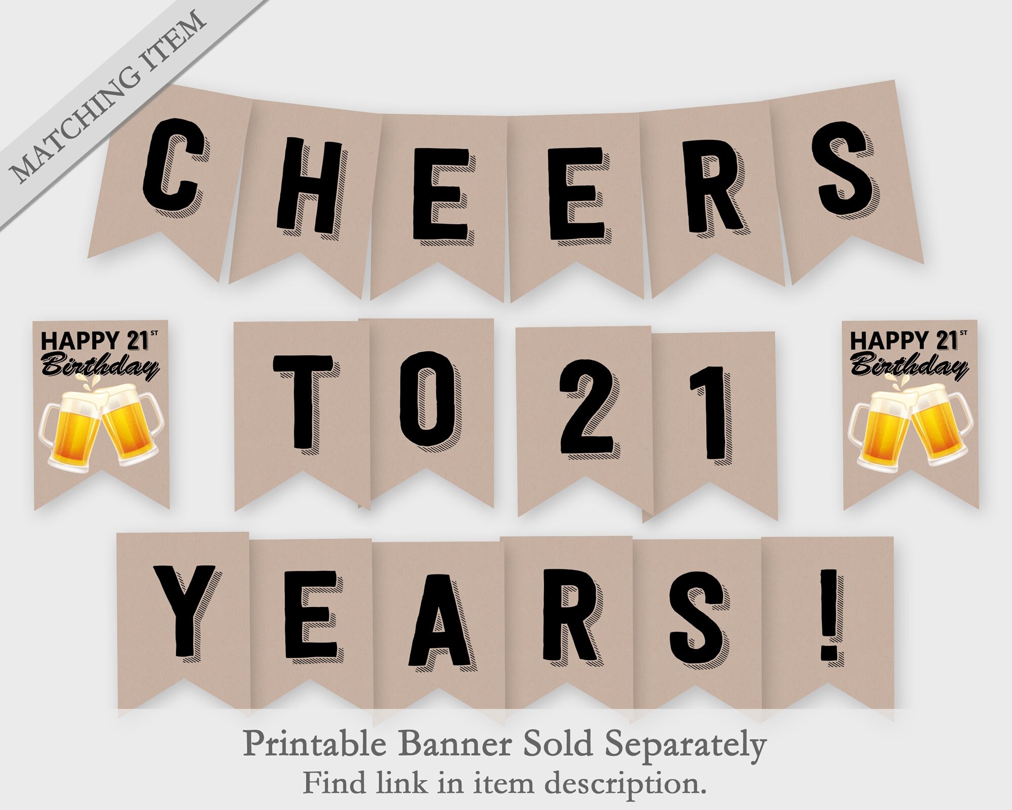 Cheers Beers To 21 Years Party Sign 21st Milestone Birthday Party Sign Printable PDF DIY Print Instant Download Etsy
