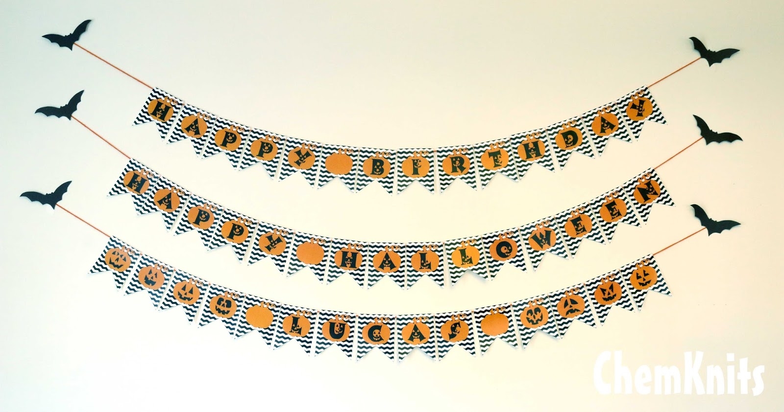 ChemKnits Pumpkin Chevron Birthday Banner FREE PRINTABLE 