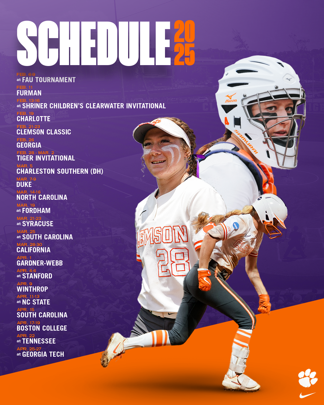 Clemson Softball Unveils 2025 Schedule Clemson Tigers Official Athletics Site