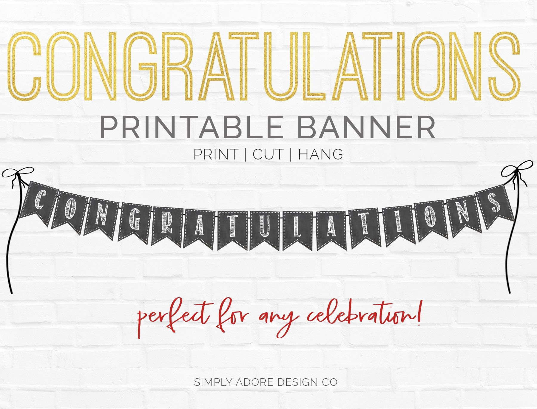 Congratulations Banner DIY Printable Decoration Instant Download Etsy