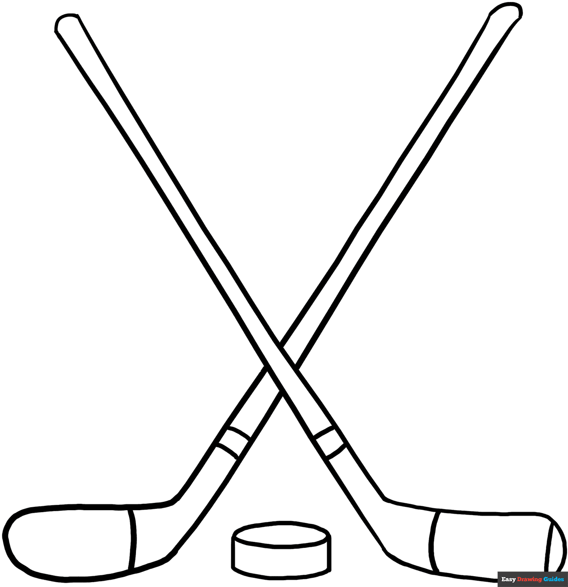 Crossed Hockey Sticks Coloring Page Easy Drawing Guides