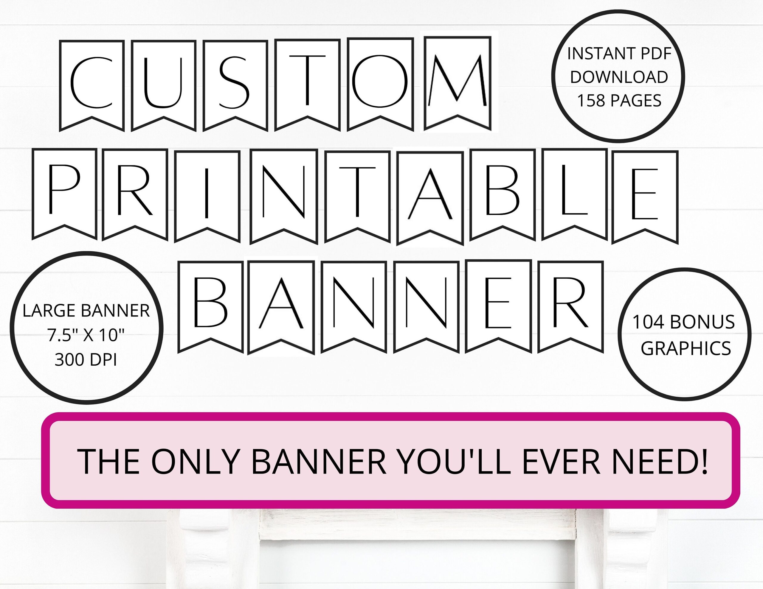 Custom Printable PDF BANNER Printable Alphabet Letter Banner Printable Swallowtail Banner Bunting Banner Holiday Party Decor A Z Banner Etsy