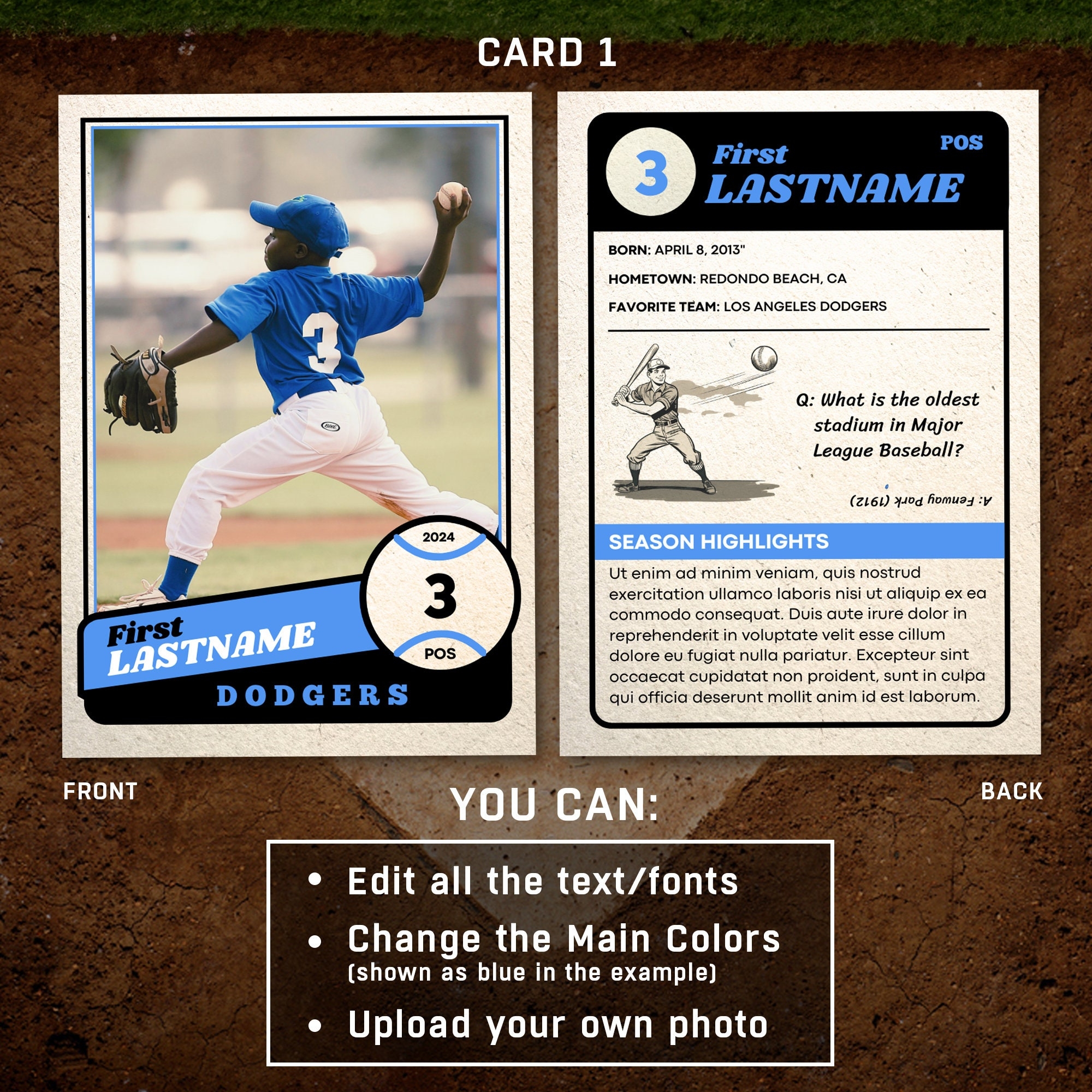 Customizable Baseball Card Canva Template Player Trading Cards Template Personalized DIY Sport Card Printable School Team Gifts Etsy Denmark