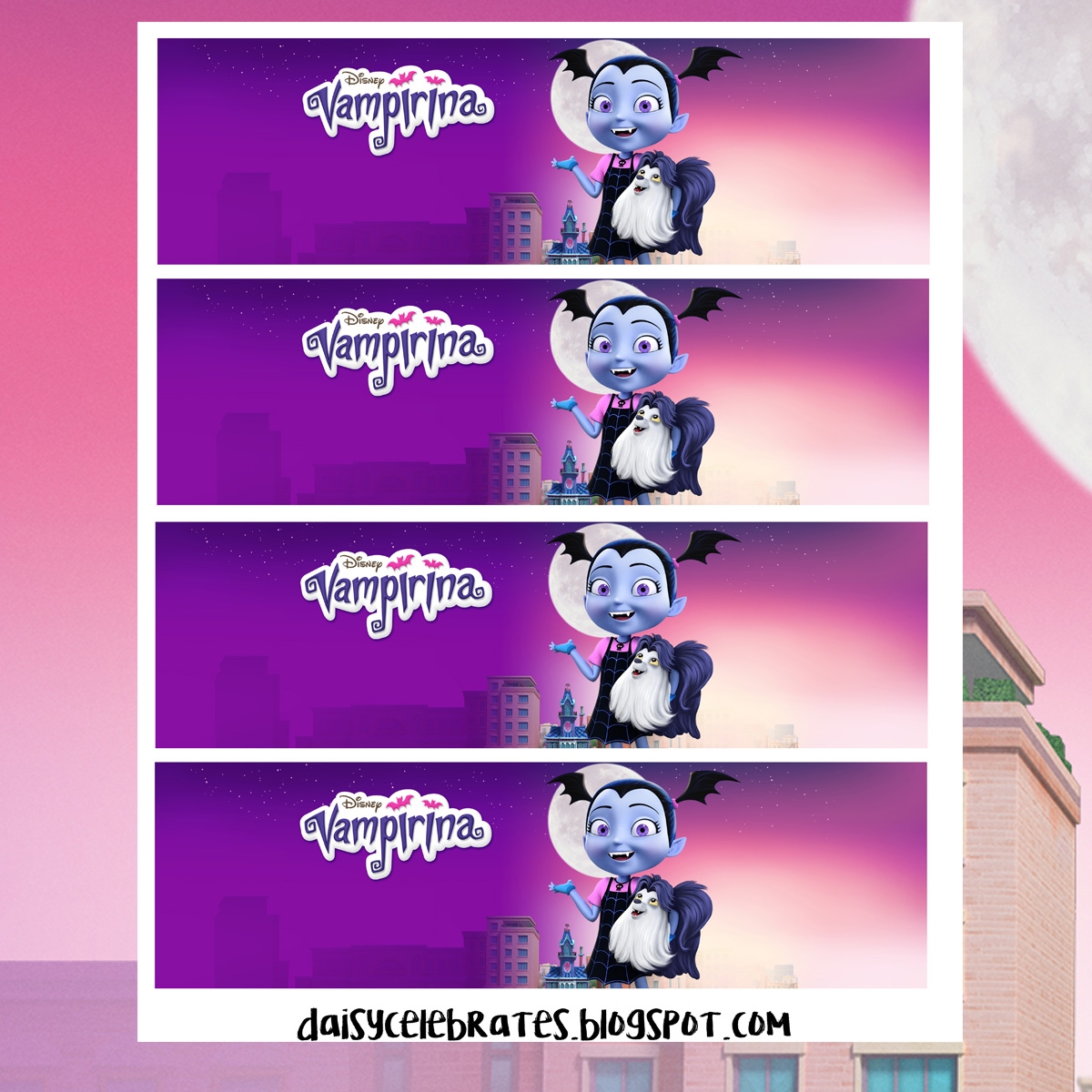 free printable vampirina birthday banner template