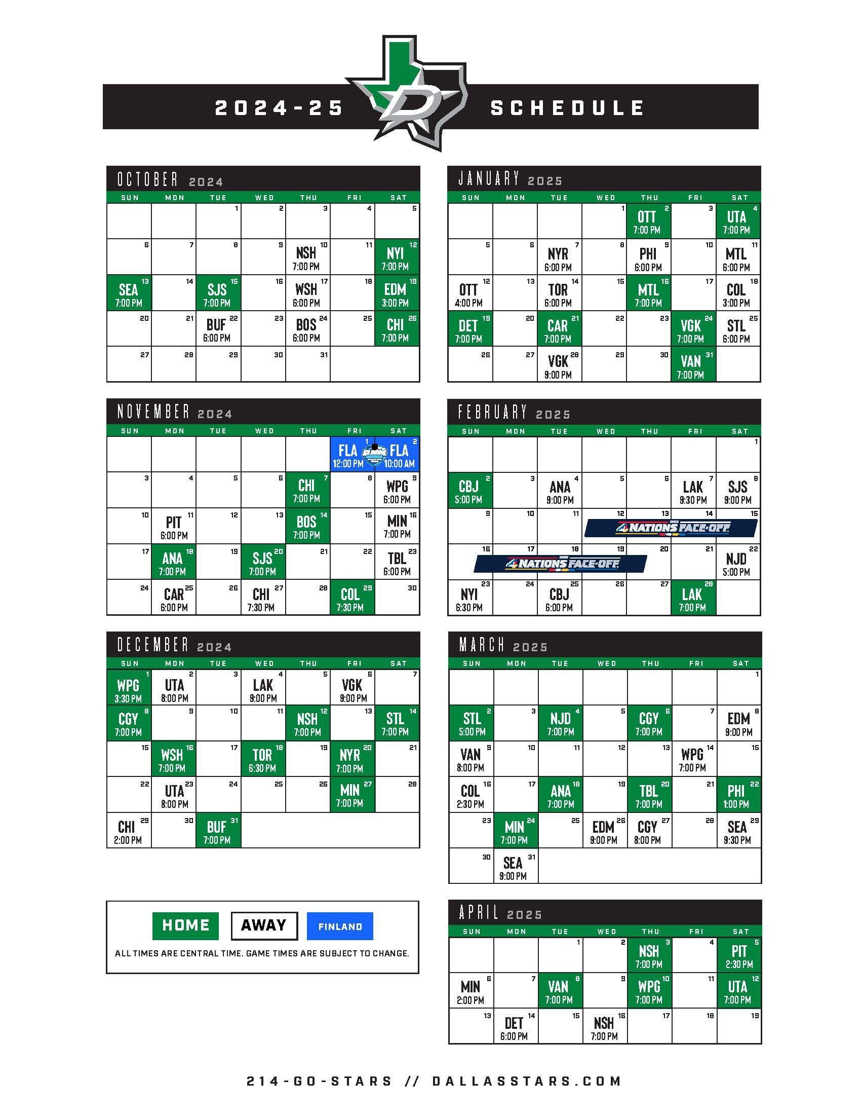 Dallas Stars Release 2024 25 Regular Season Schedule