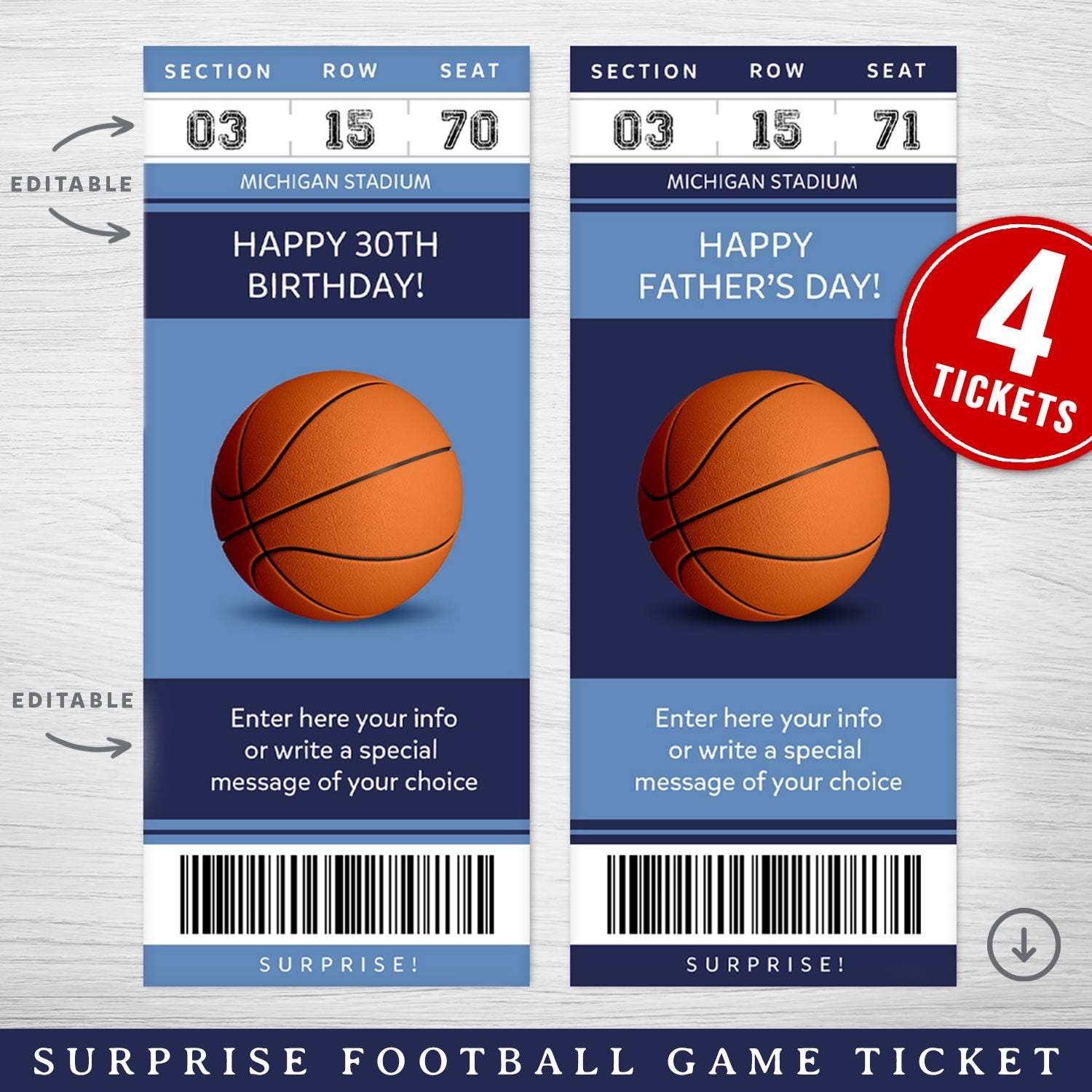 Digital Memphis Colors Surprise Ticket Gift Fake Memphis Game Ticket Basketball Game Surprise Gift Ticket Printable Basketball Ticket Etsy