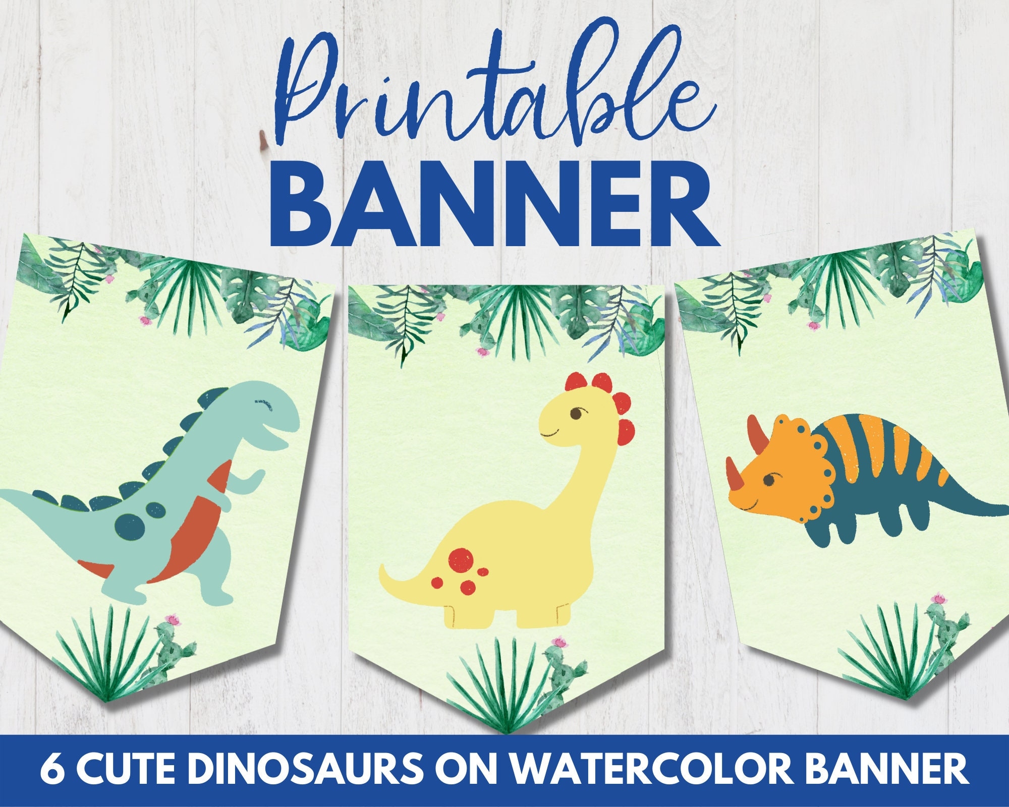 Dinosaur Birthday Party Printable Banners Instant Digital Download Etsy