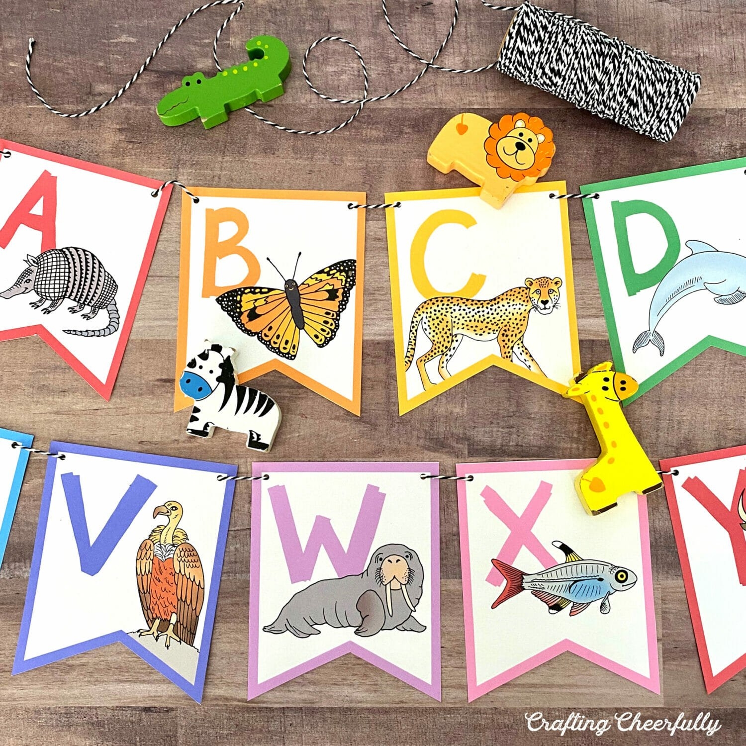 DIY ABC Animal Banner Printable Pennants By Crafting Cheerfully