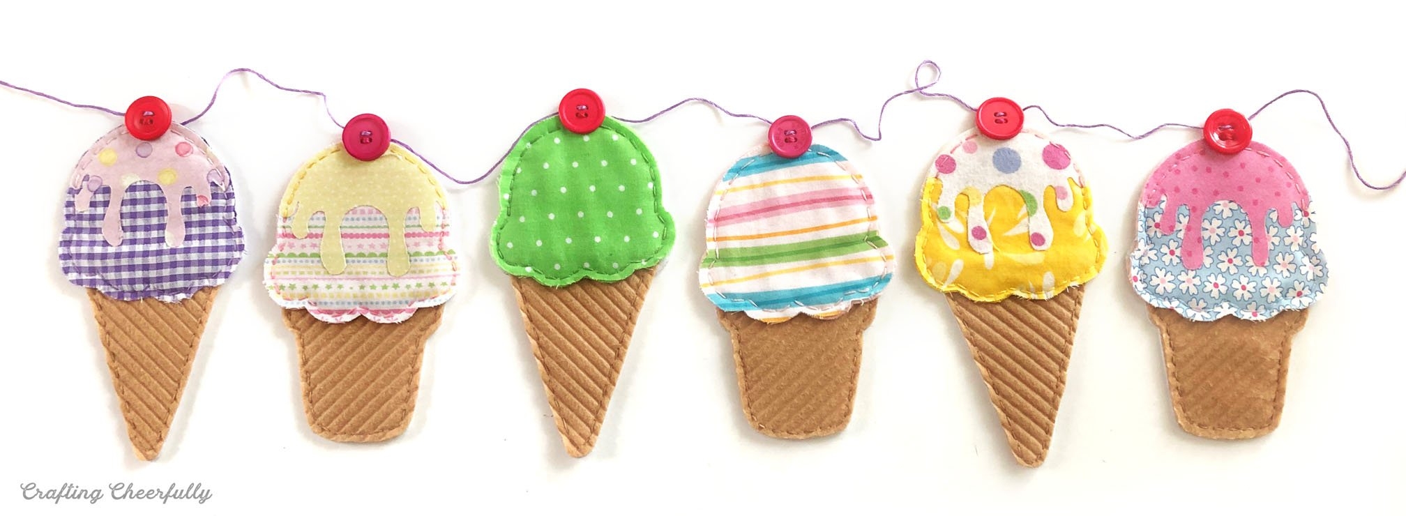 DIY Ice Cream Cone Fabric Banner Crafting Cheerfully