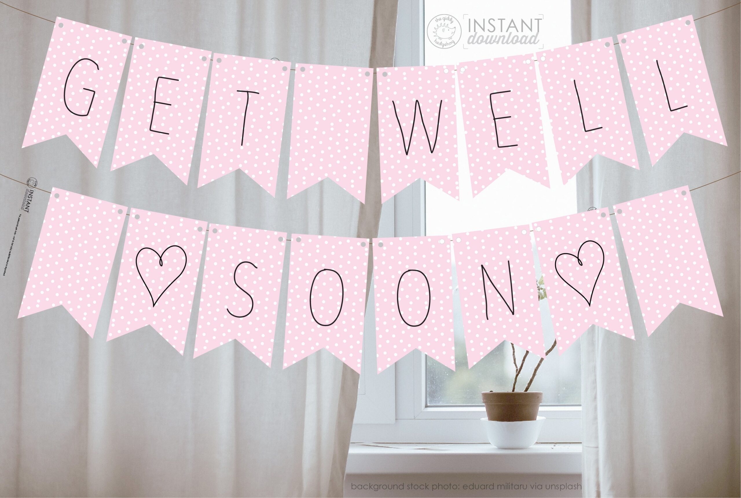 DIY Printable Banner Get Well Soon Pink Custom Girl Hospital Feel Better Recovery Cheerful Yard Sign Personalized Name Bunting DOWNLOAD Etsy Norway