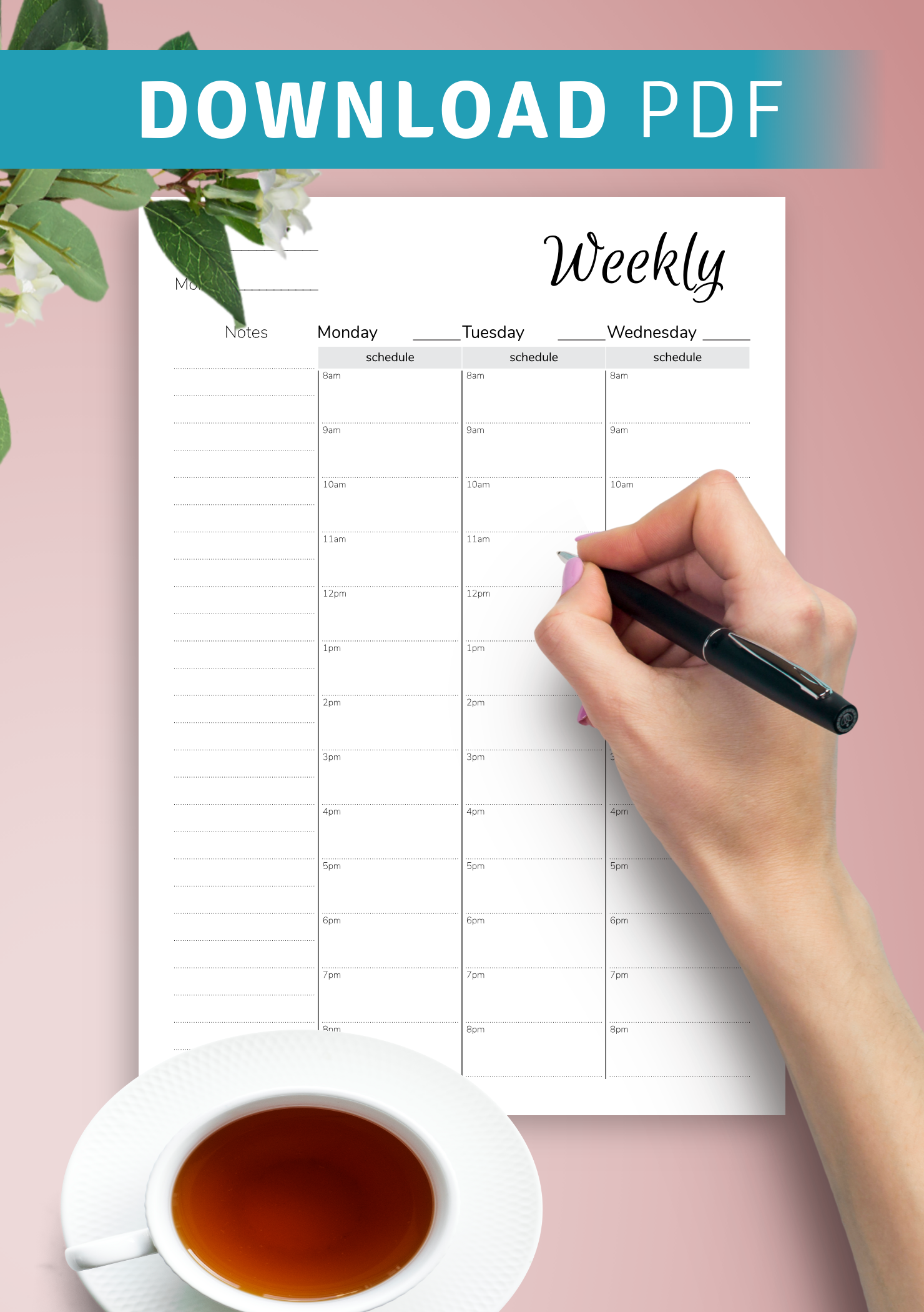 Hourly Weekly Planner Printable