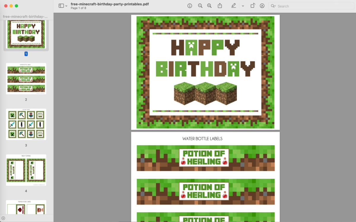 Download These Awesome FREE Minecraft Party Printables Catch My Party