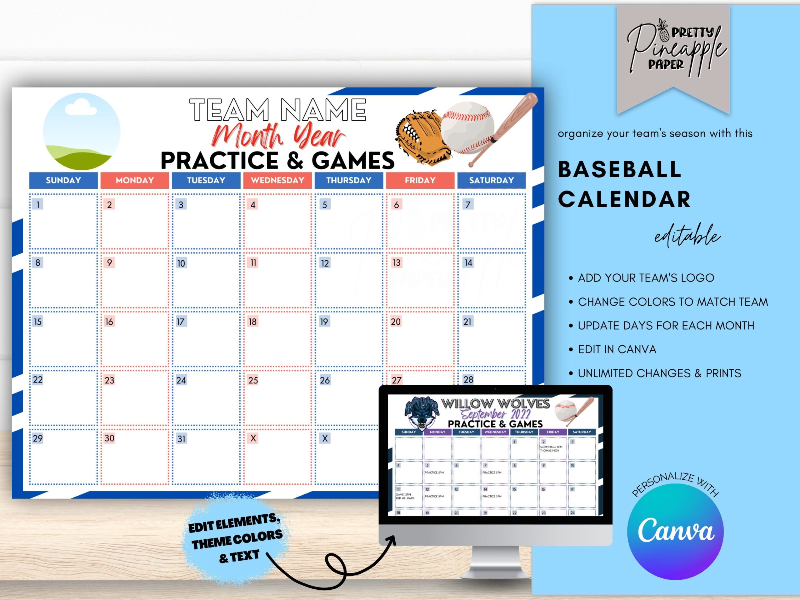 Printable Baseball Calendar
