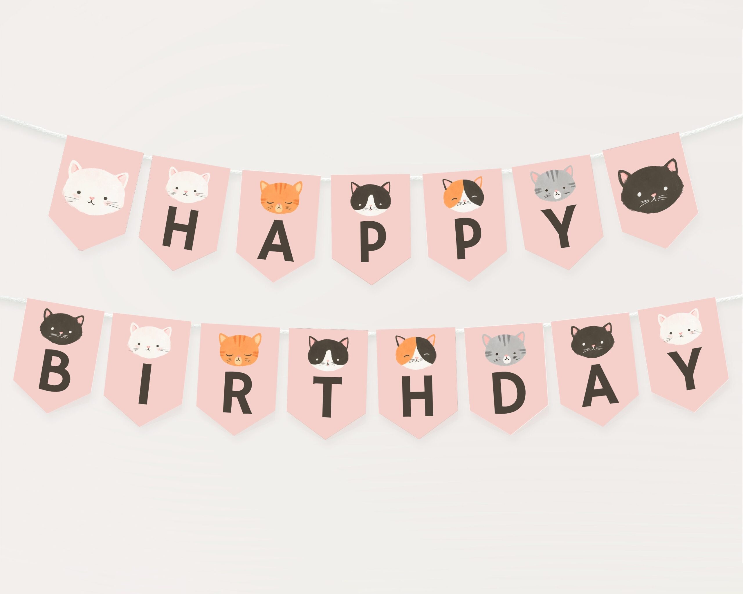 Editable Kitten Birthday Banner Template Printable Cat Birthday Pennant Banner Happy Birthday Pennant Flag Banner DIGITAL DOWNLOAD Etsy