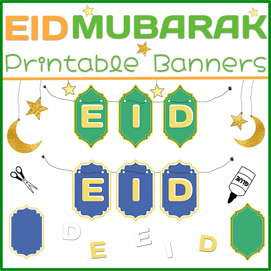 Eid Al ADHA Printable Banner Eid Mubarak Craft Banner Poster Eid Activities Made By Teachers