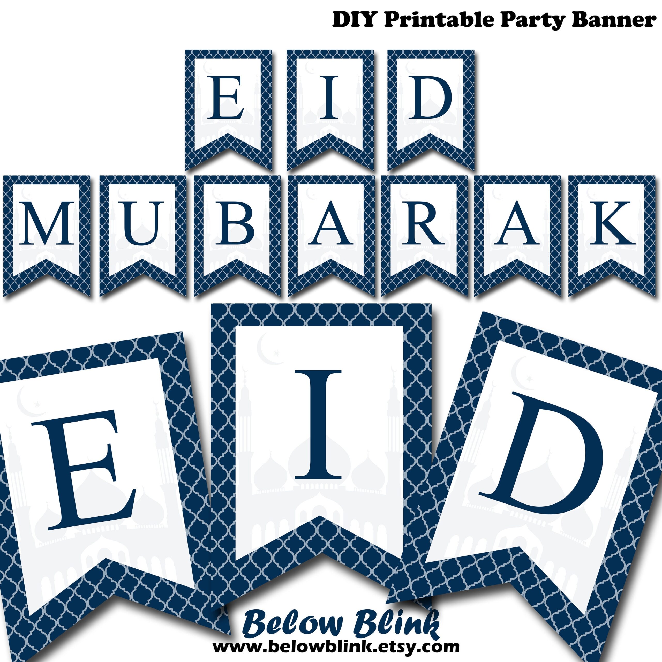 Eid Mubarak Printable Banner Eid Mubarak Banner Eid Celebration Party Banner Ramadan Banner Instant Download DP627 Etsy