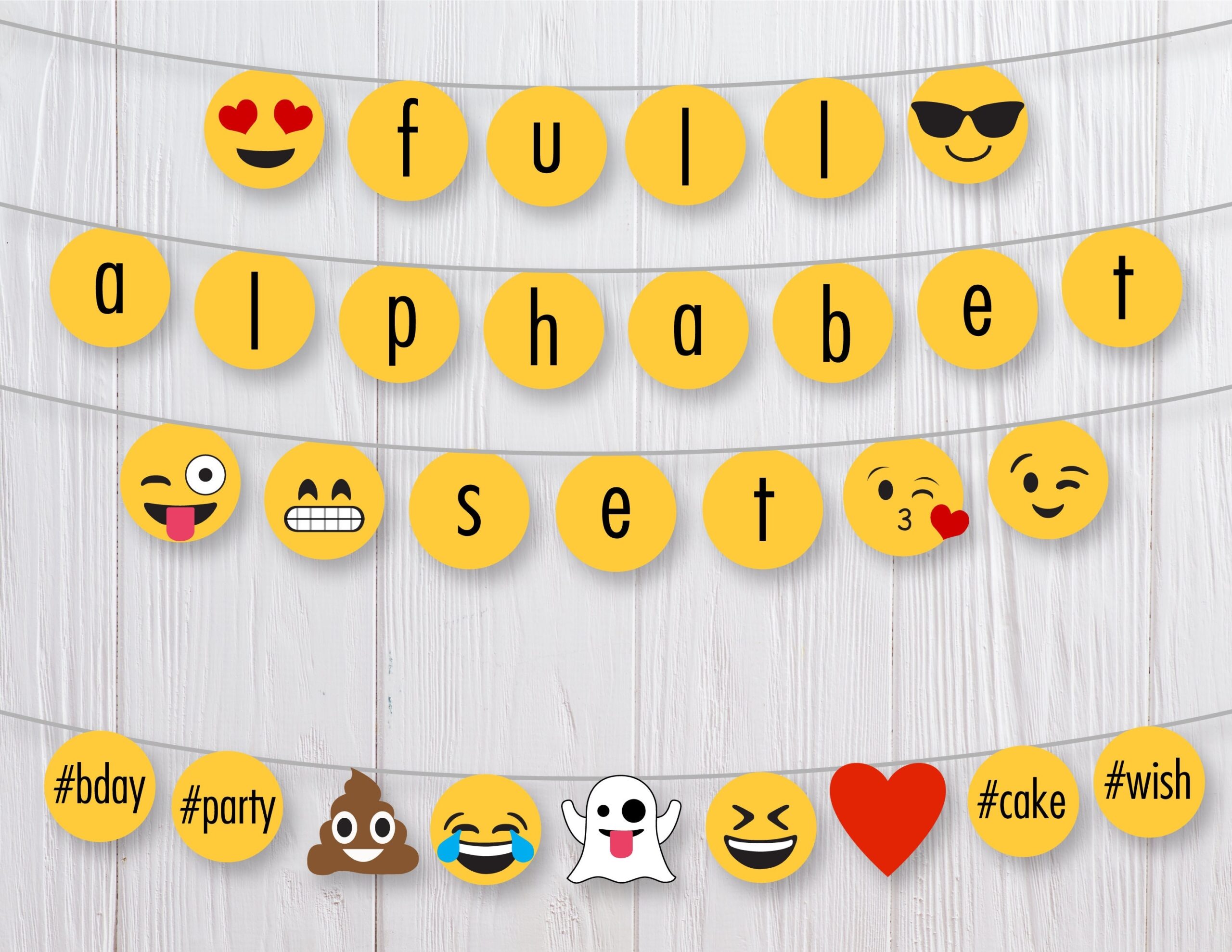 Emoji Party Banner Letters Decorations Printable Alphabet Emojis In 2 Sizes Instant Download For DIY Birthday Decor Etsy