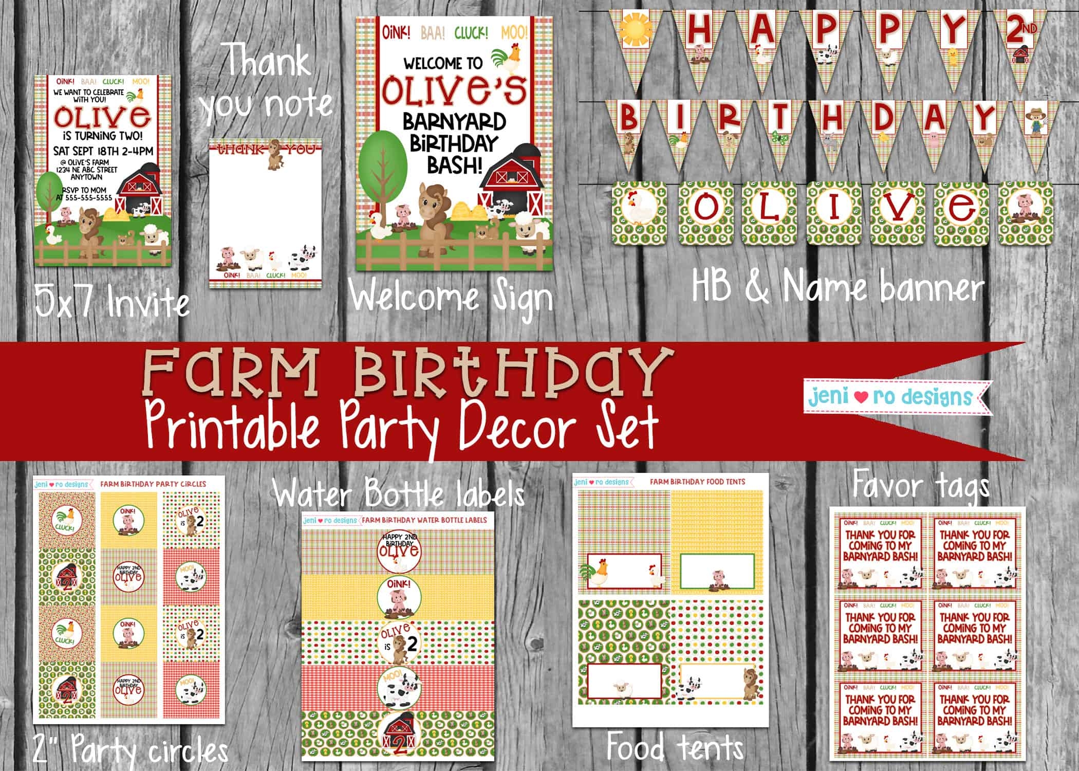 free printable farm birthday banner