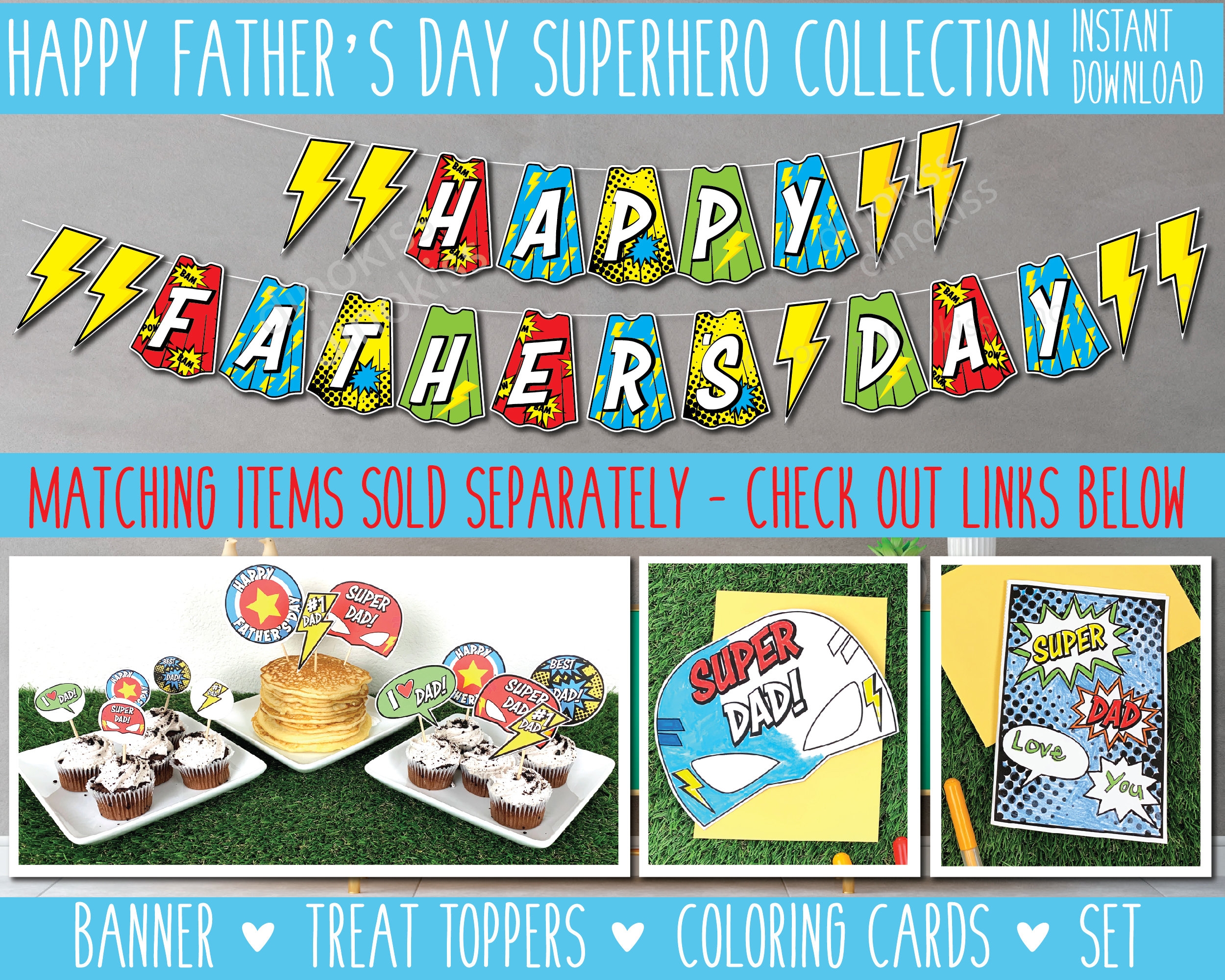 Father s Day Superhero Cupcake Toppers Printable Happy Fathers Day Cake Toppers Fathers Day Decoration Fathers Day Food Toppers Digital Etsy