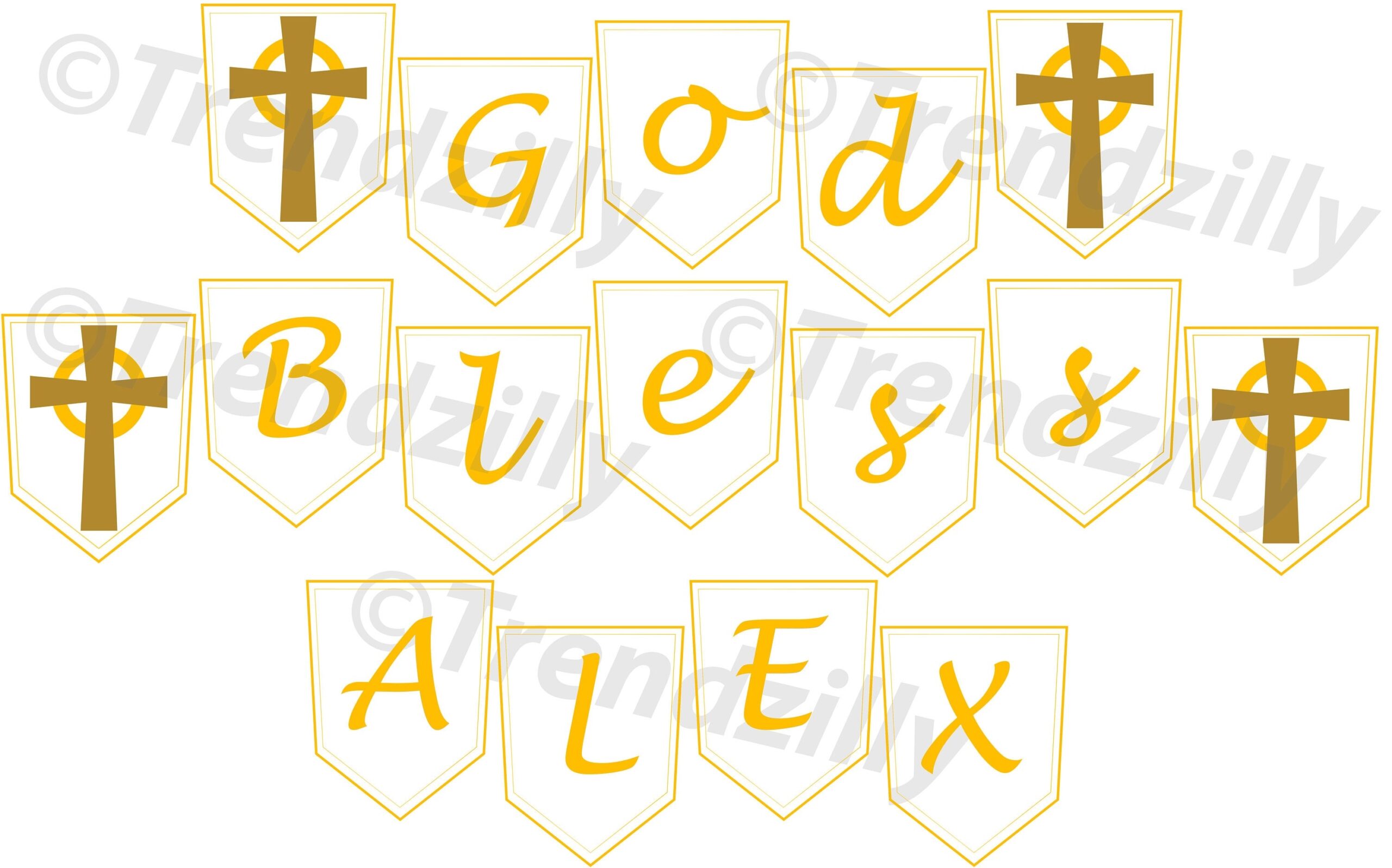 First Communion Banner Confirmation Banner Baptism Banner Christening Banner Personalized God Bless Banner With Name Printable 