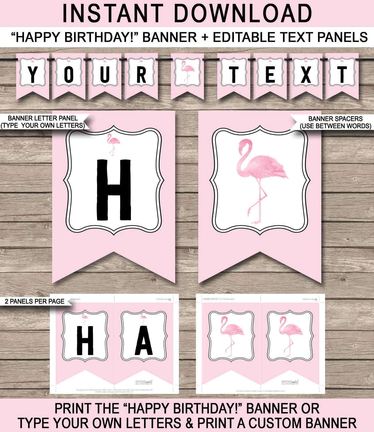 free printable flamingo banner