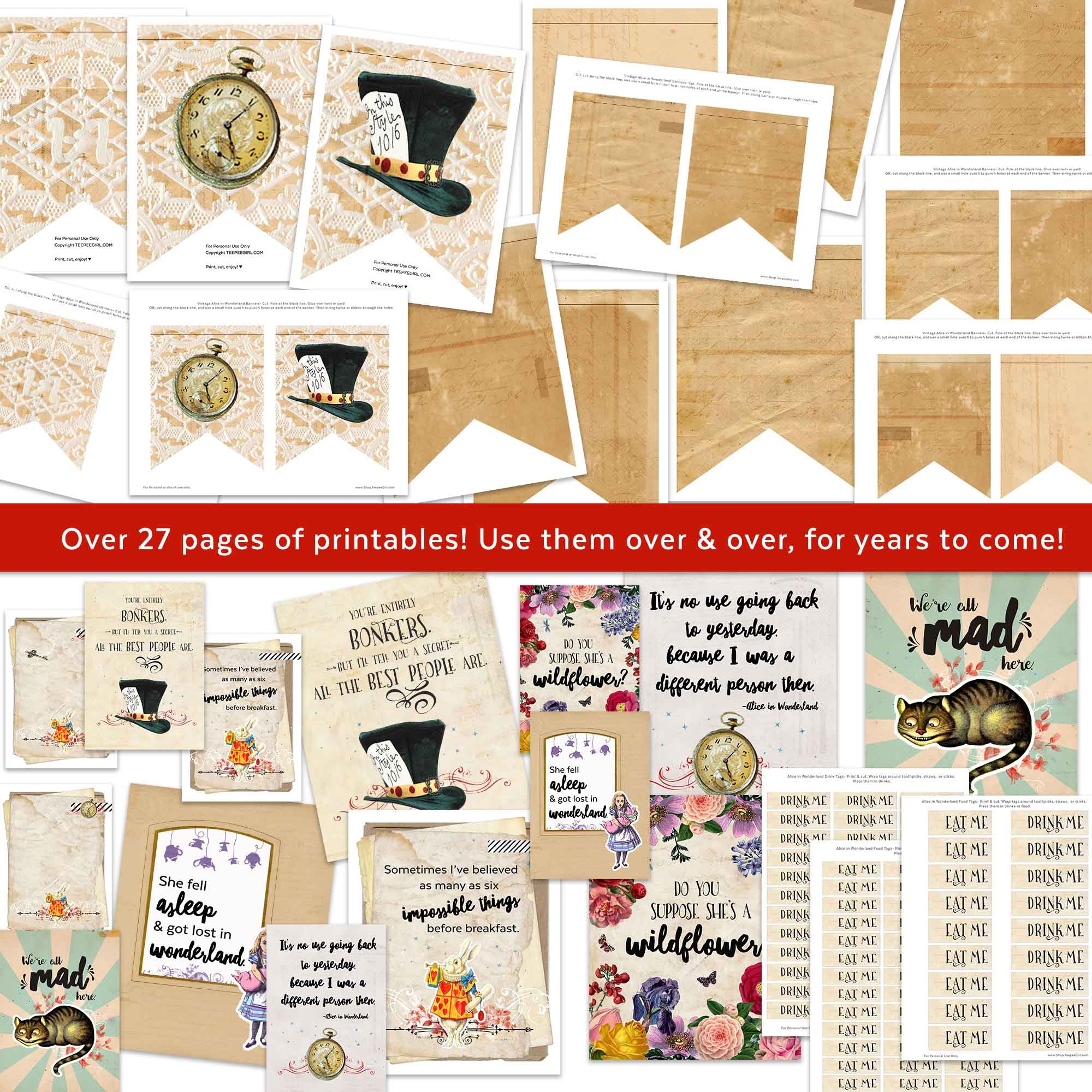 Alice In Wonderland Banner Printable