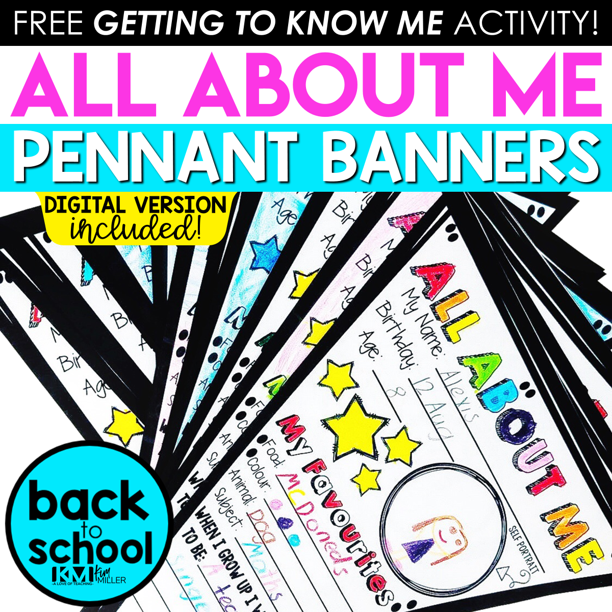 Free All About Me Pennant Banner Back To School Activities Getting To Know You A Love Of Teaching Kim Miller