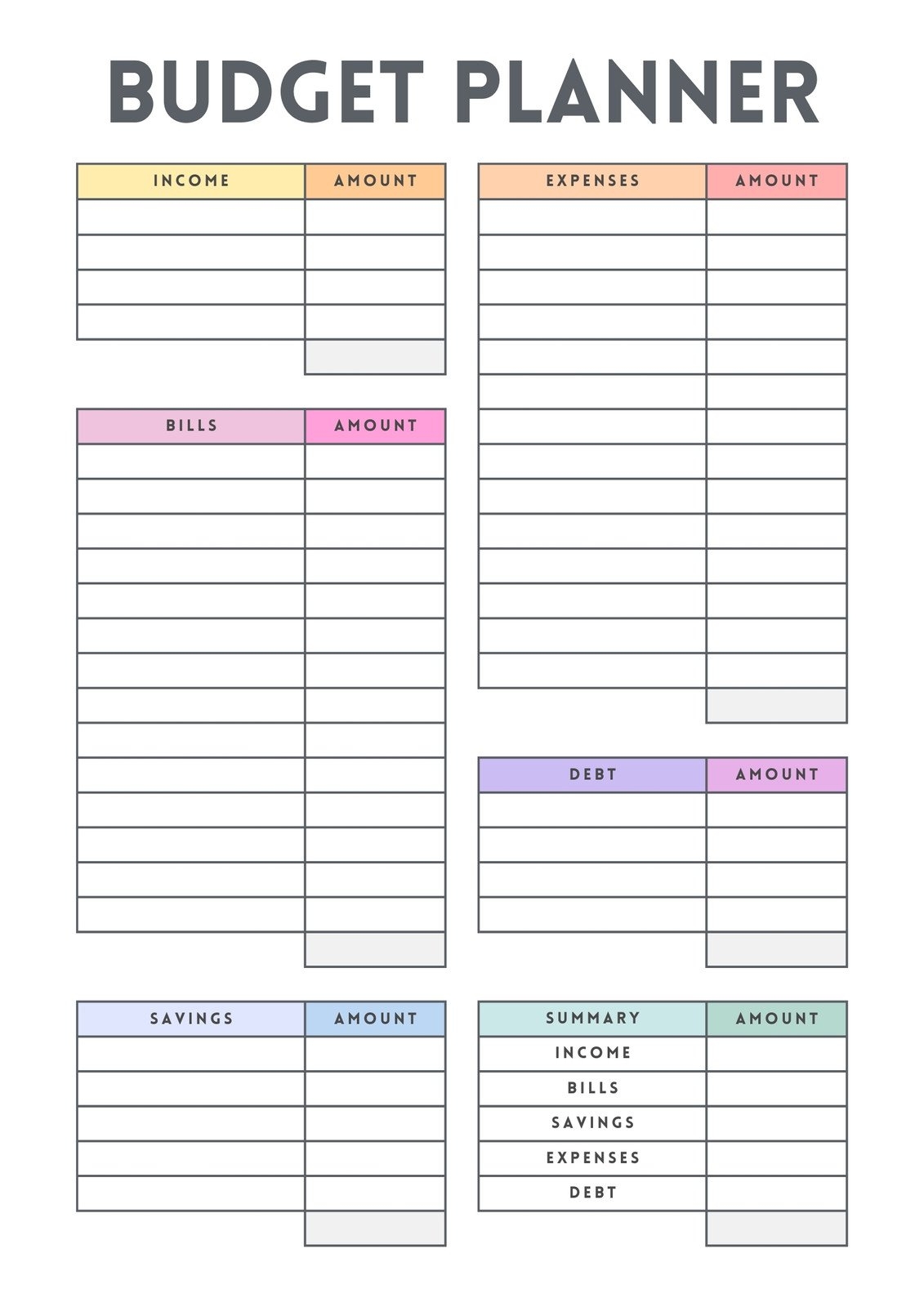 Printable Budget Template