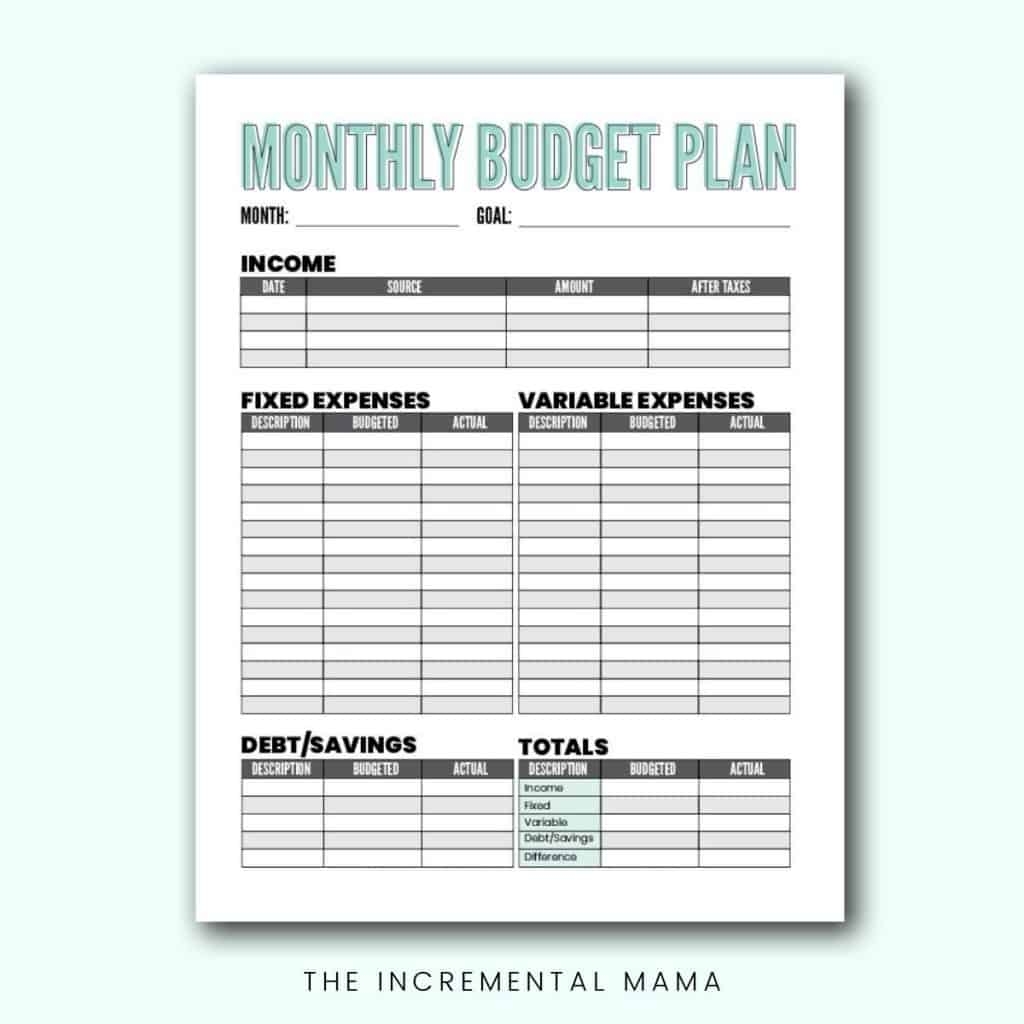 Budget Worksheet Printable Free