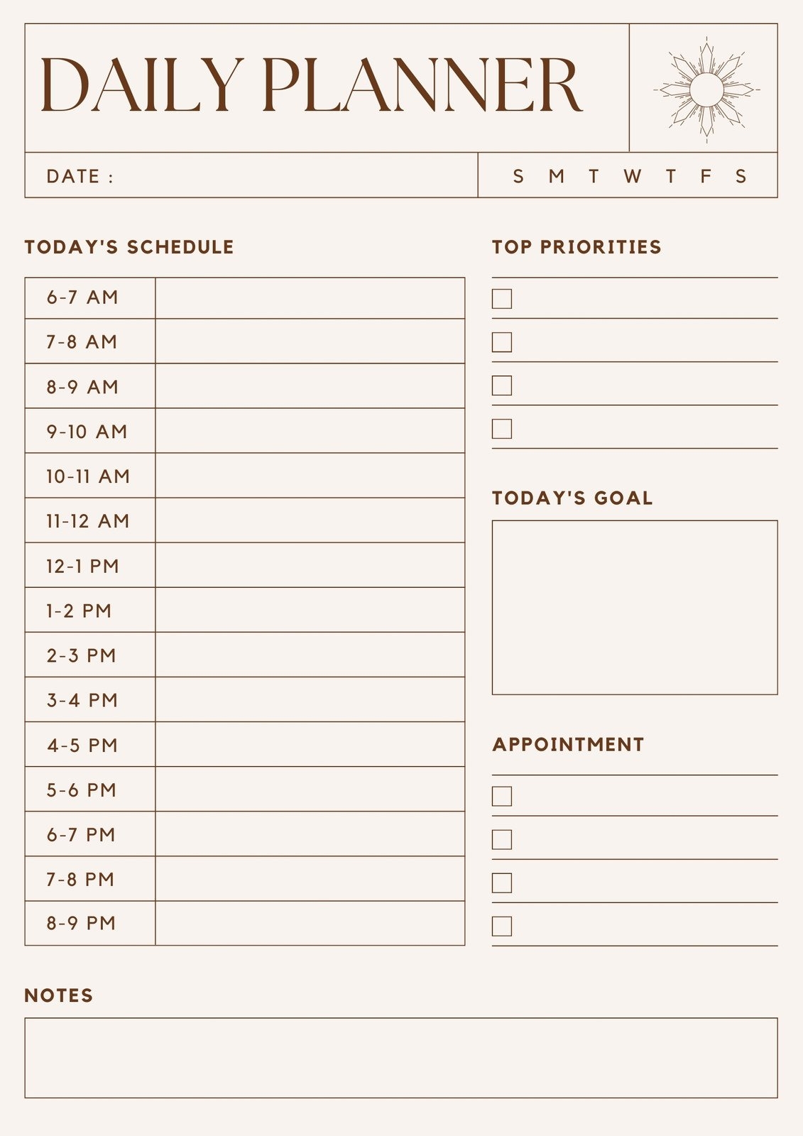 Printable Day Planner
