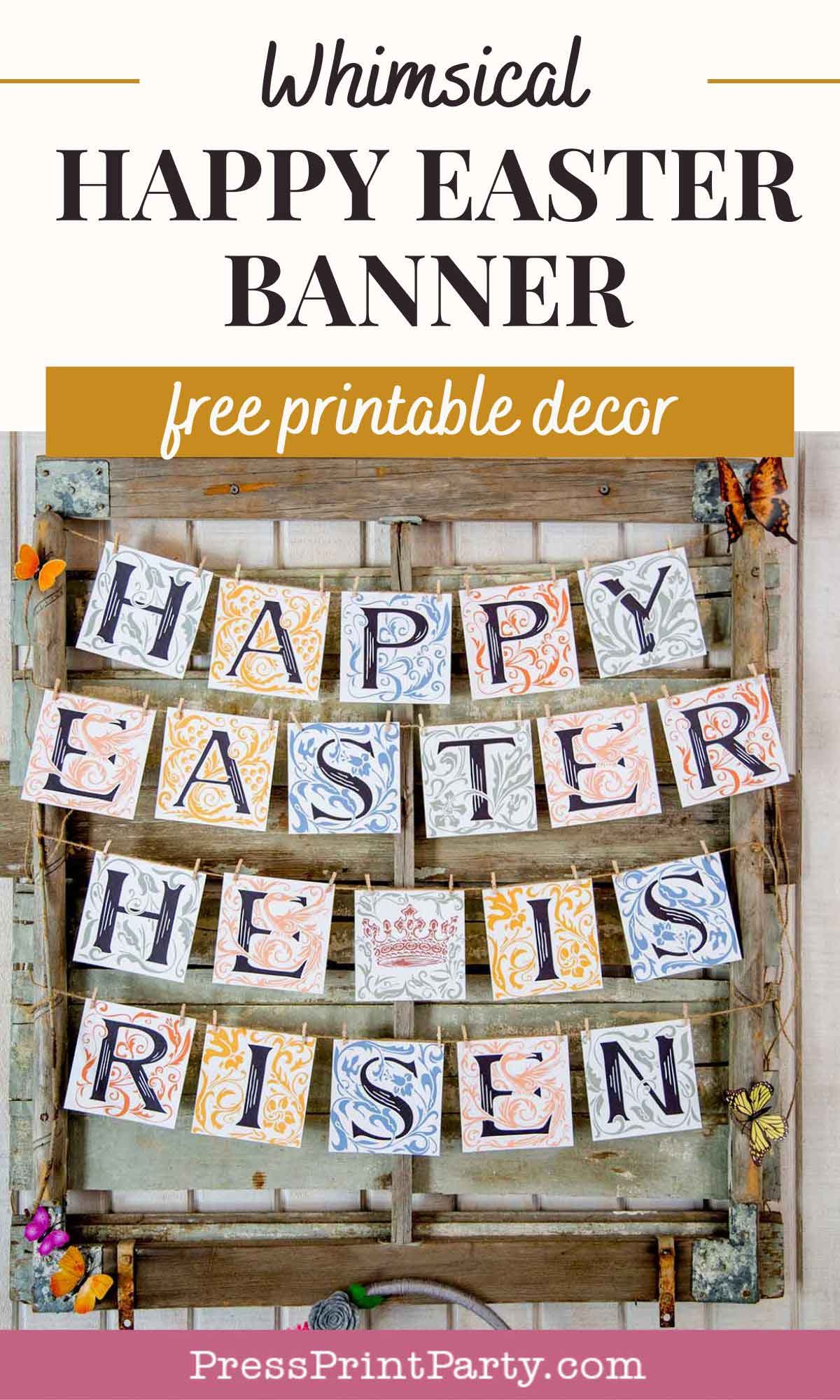 Free Floral Happy Easter He Is Risen Banner Printable