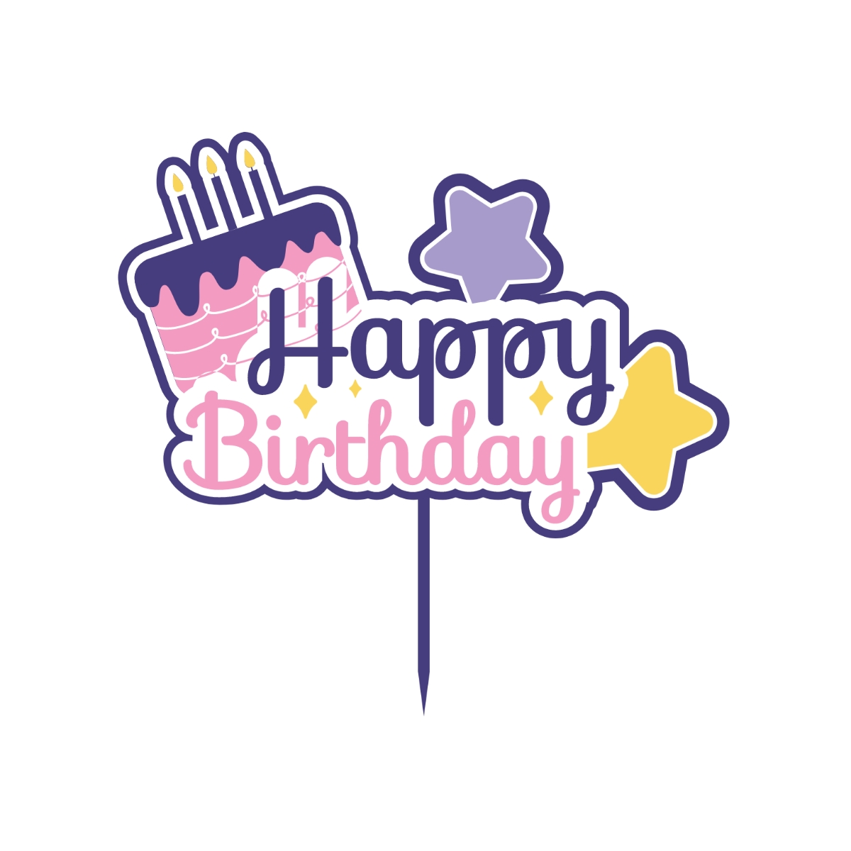 happy birthday cake banner printable