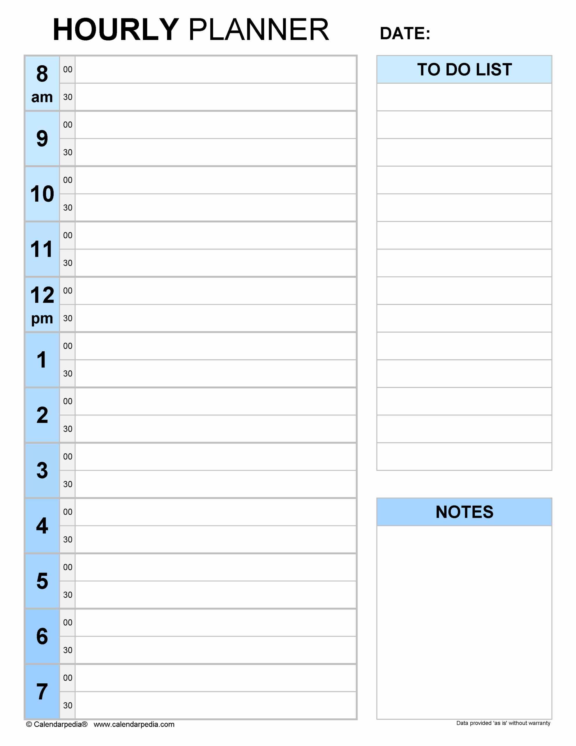 Hourly Planner Printable