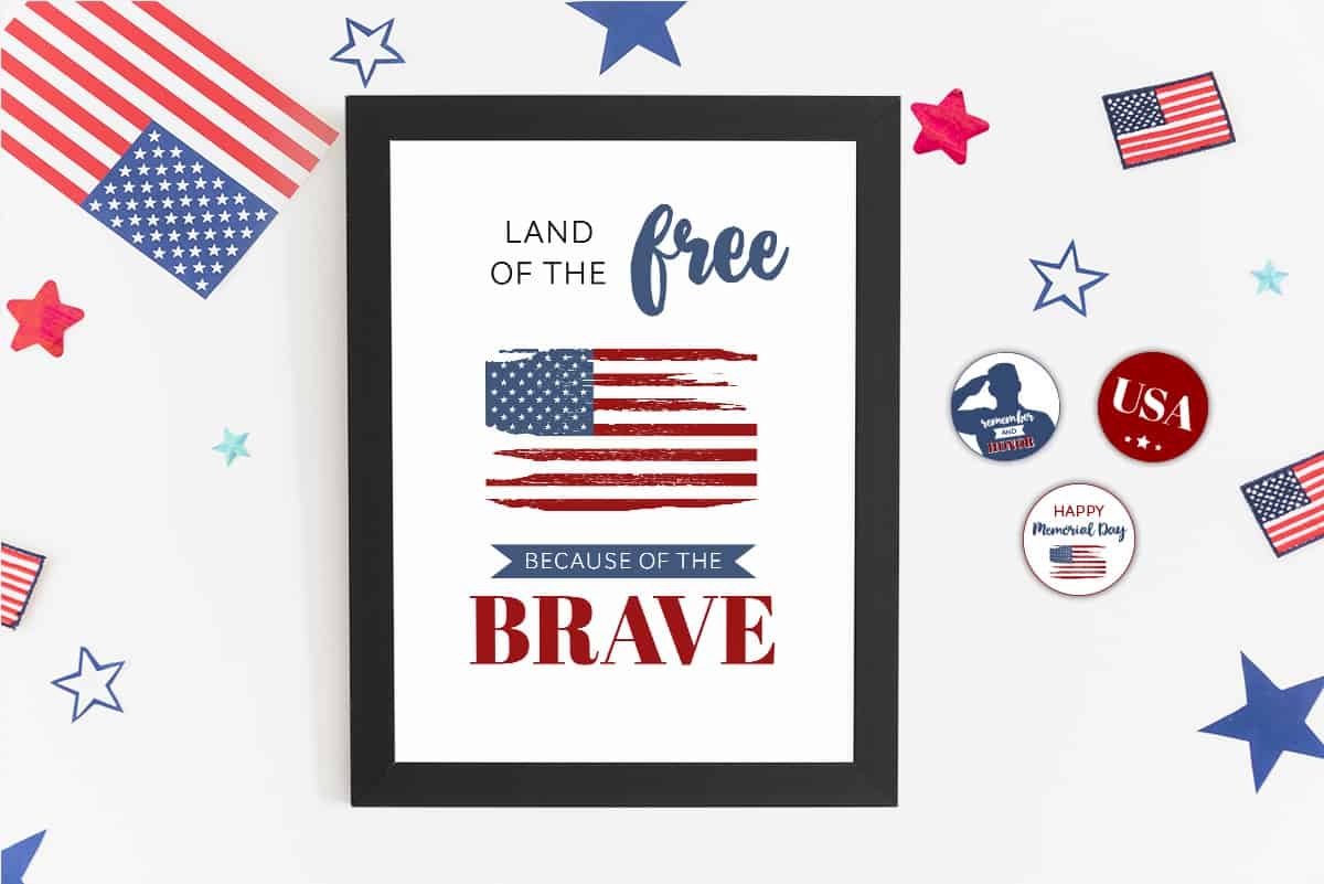 Free Memorial Day Printables Land Of The Free Because Of The Brave Elva M Design Studio