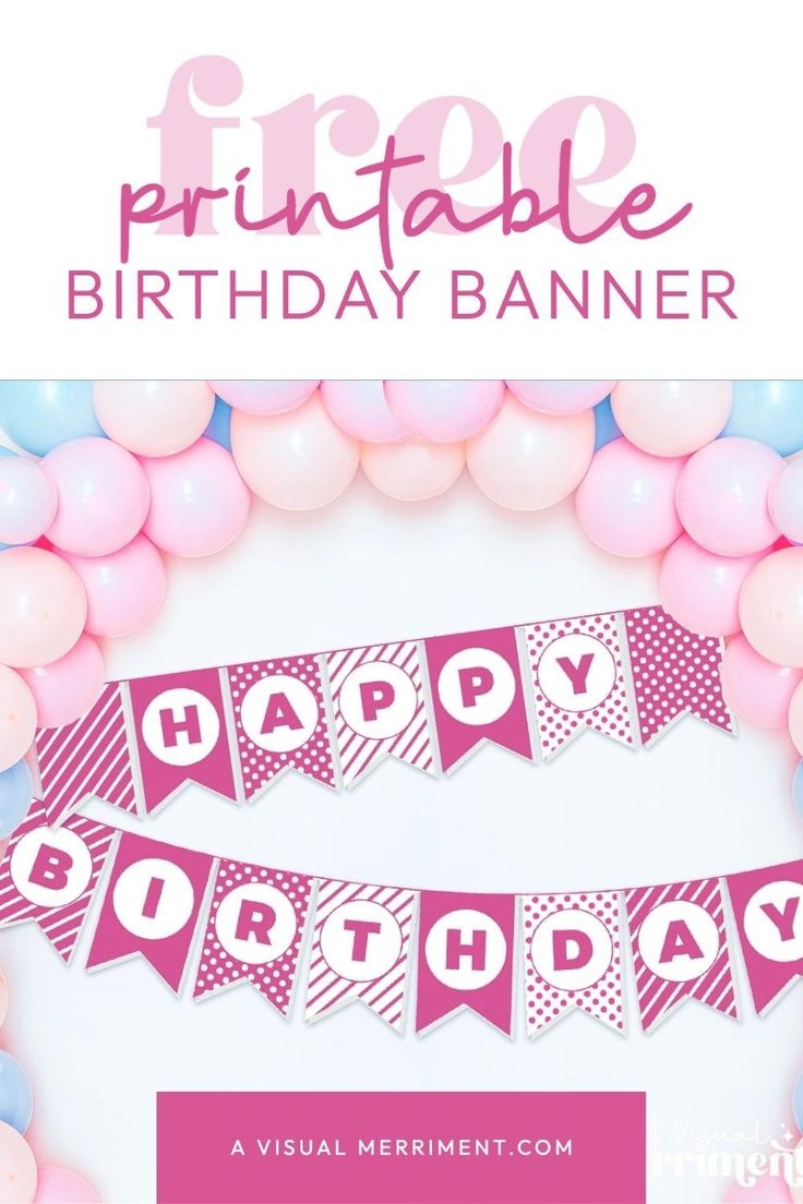 pink free printable birthday banner