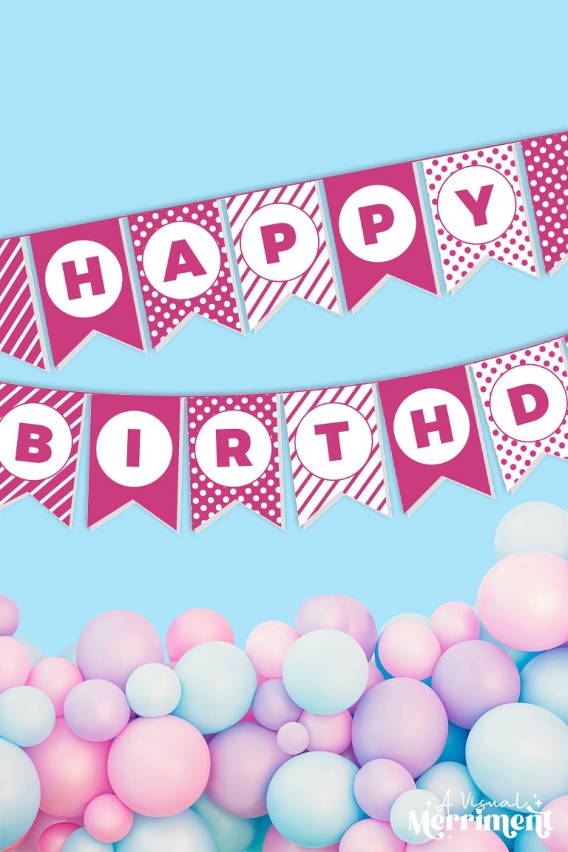 Pink Free Printable Birthday Banner