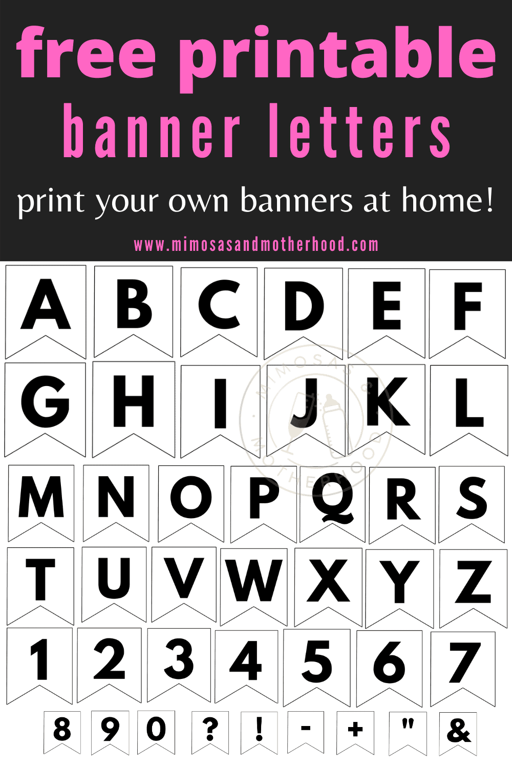Free Printable ABC Banner Letters Template Mimosas Motherhood