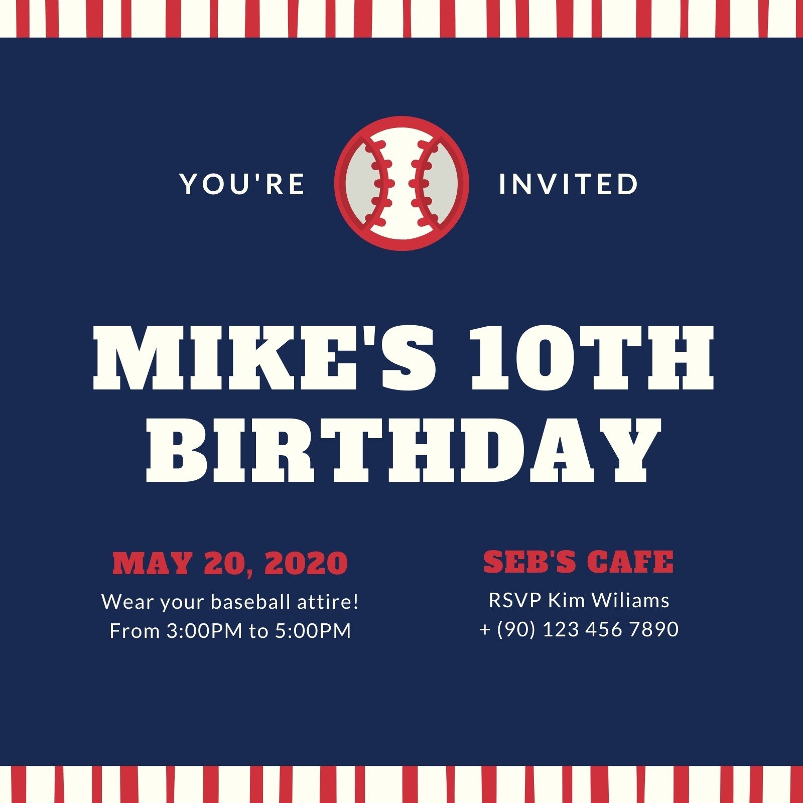 Free Printable Baseball Party Invitation Templates Canva