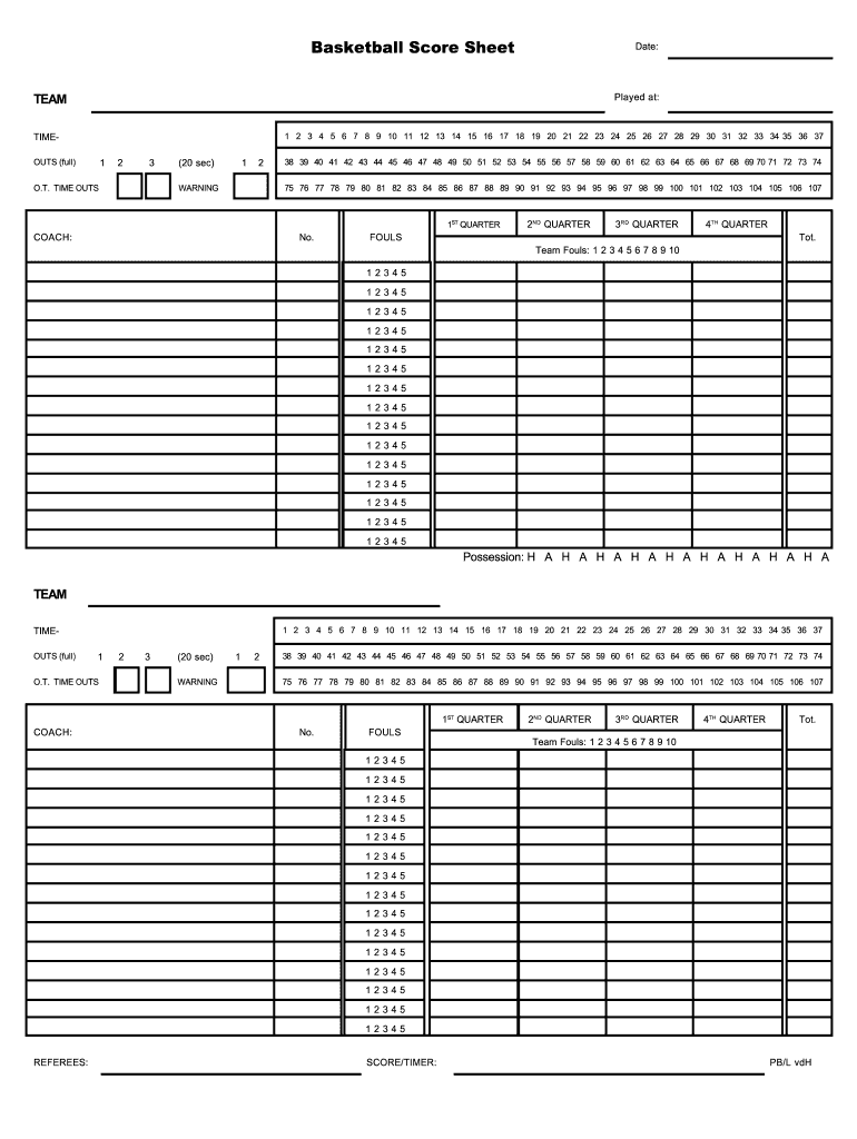 Free Printable Basketball Score Sheet Form Fill Out Sign Online DocHub