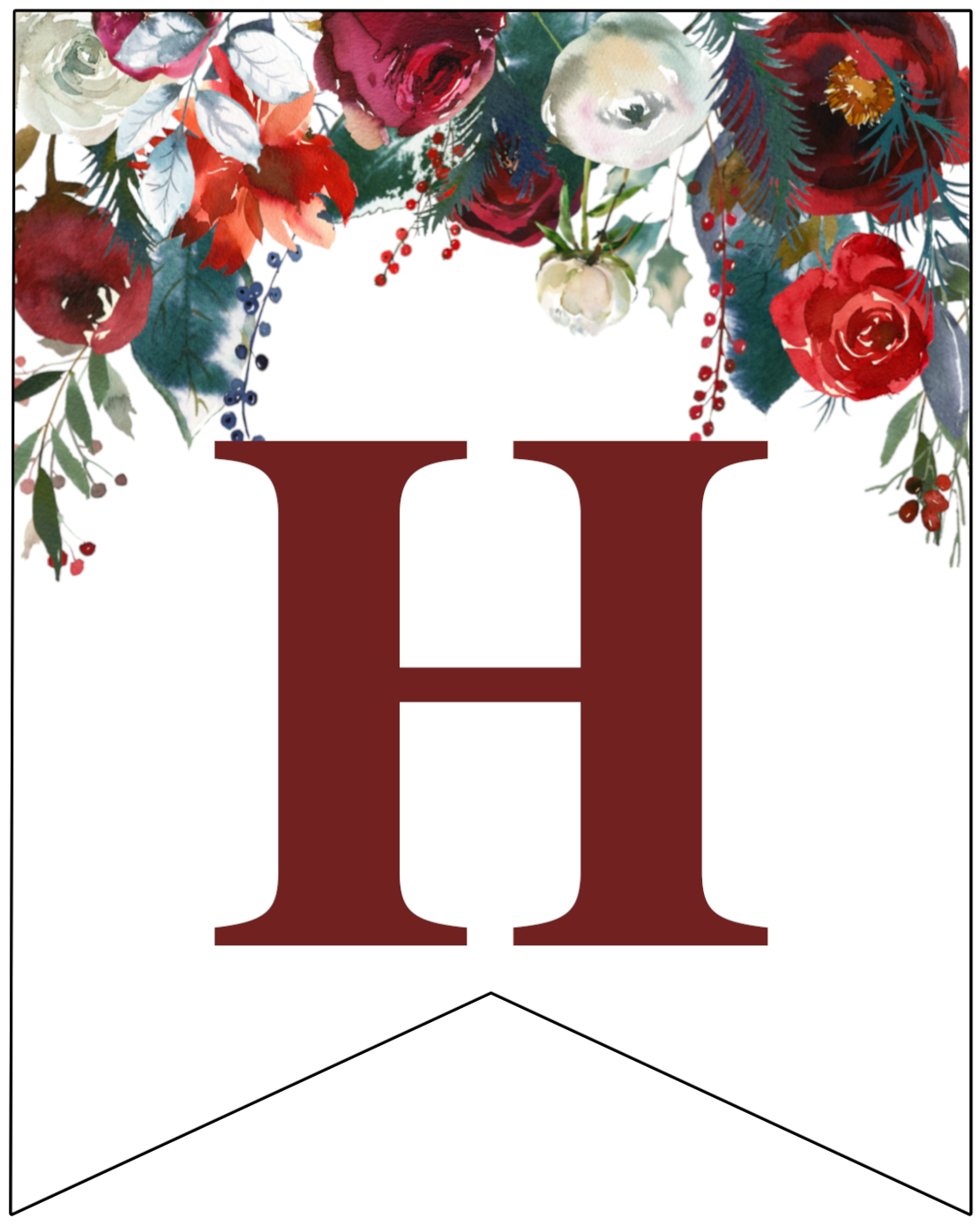 Free Printable Floral Christmas Banner Letters Paper Trail Design