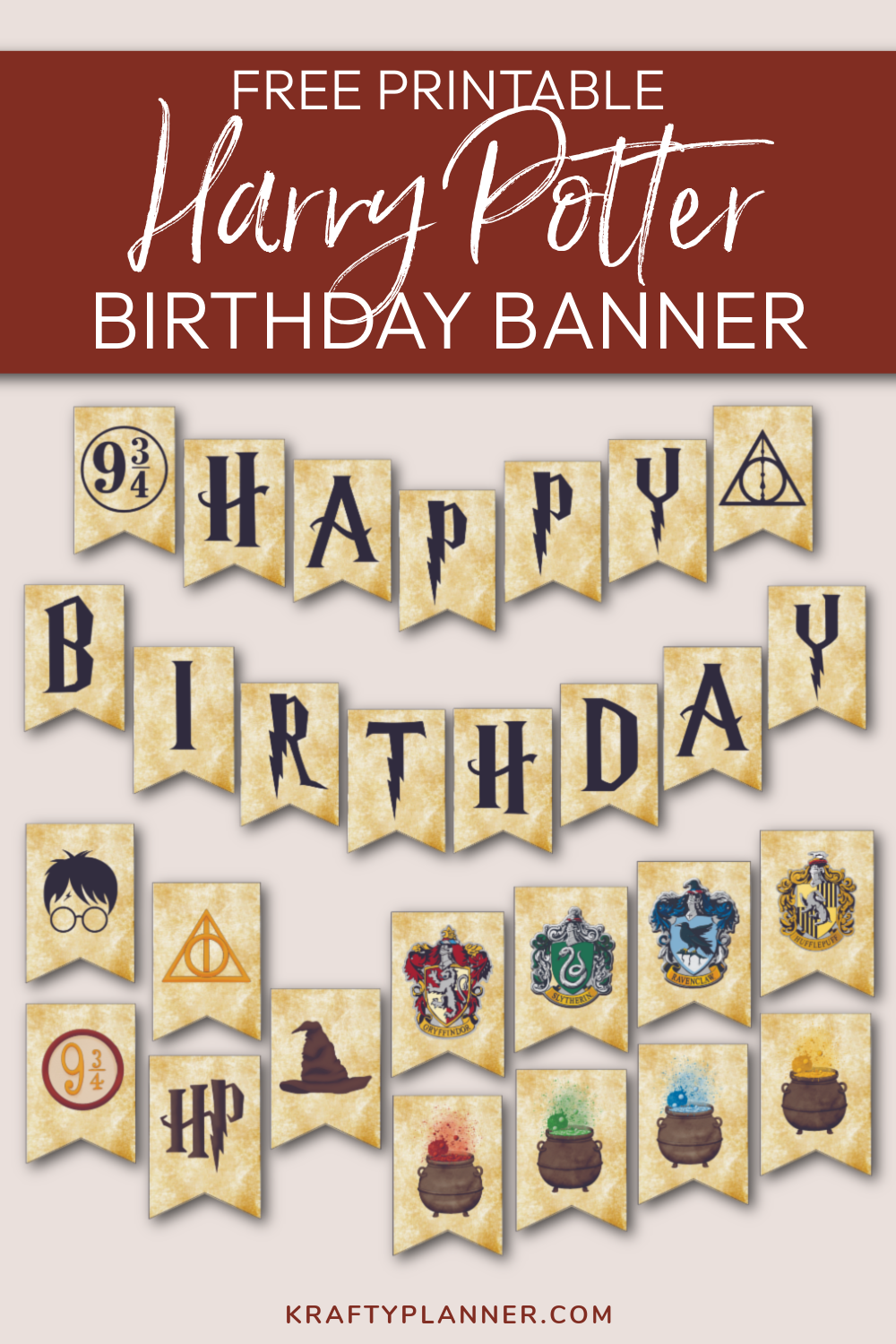 Free Printable Harry Potter Birthday Banner Krafty Planner