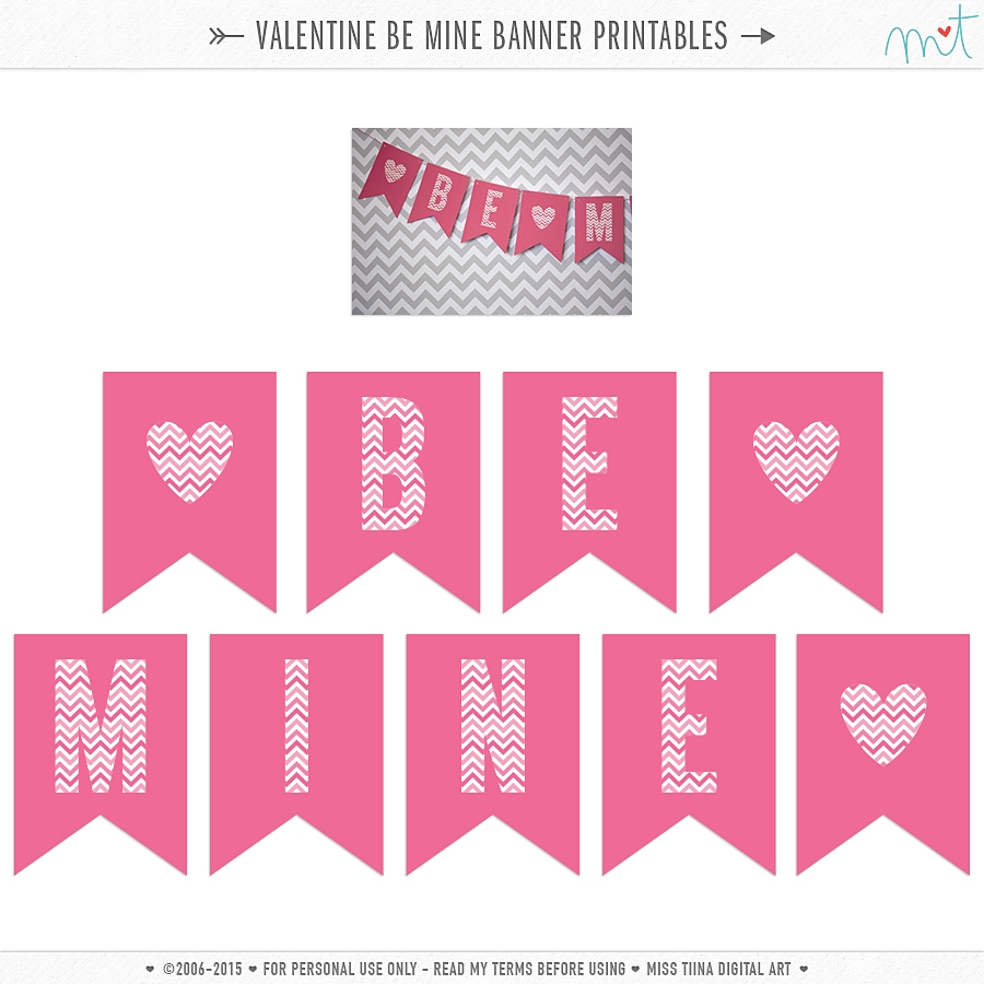 FREE Printable Valentine s Be Mine Banner Miss Tiina Tina Raparanta