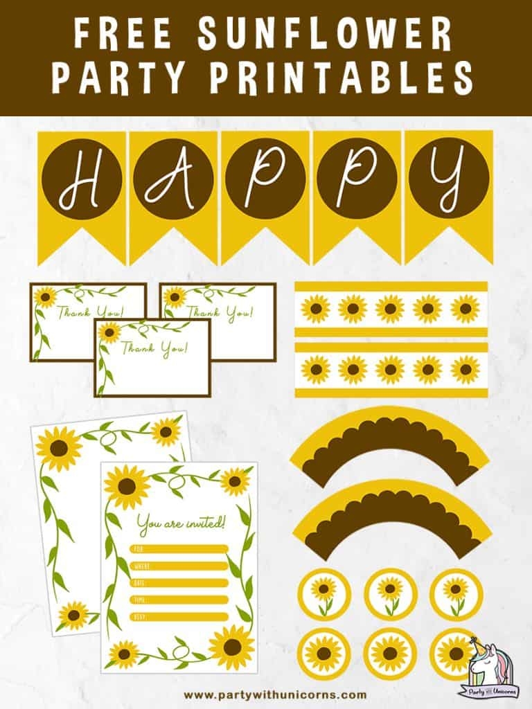 Free Sunflower Party Printables Free Download Party With Unicorns