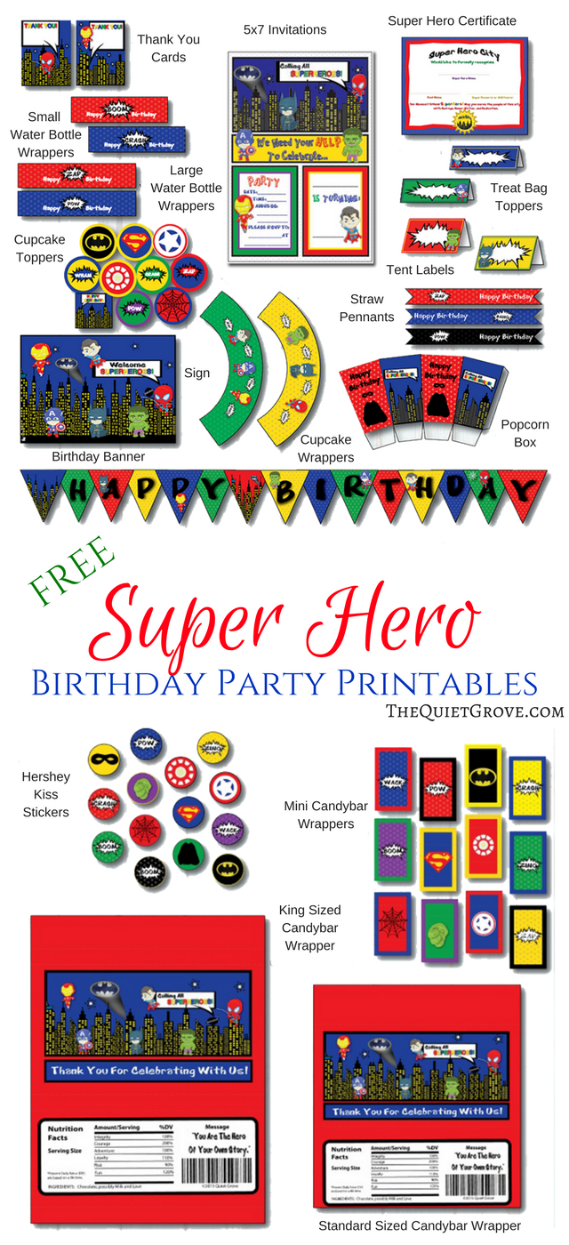 Free Super Hero Birthday Party Printables The Quiet Grove