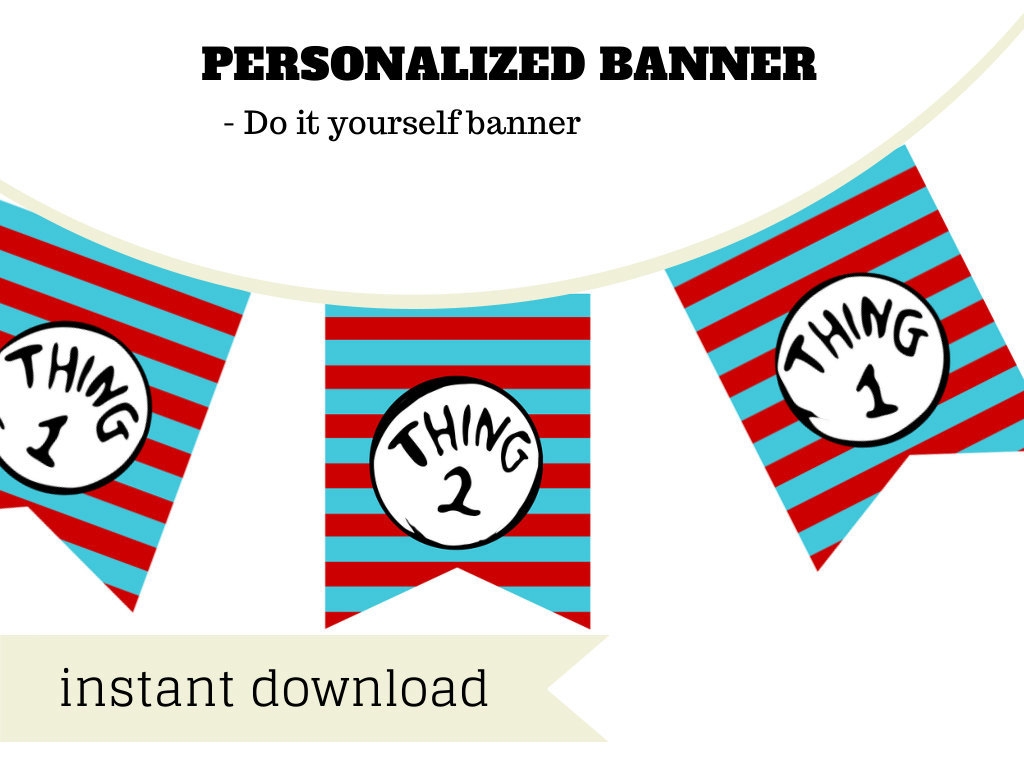 FREE Thing 1 Thing 2 Banner Magical Printable
