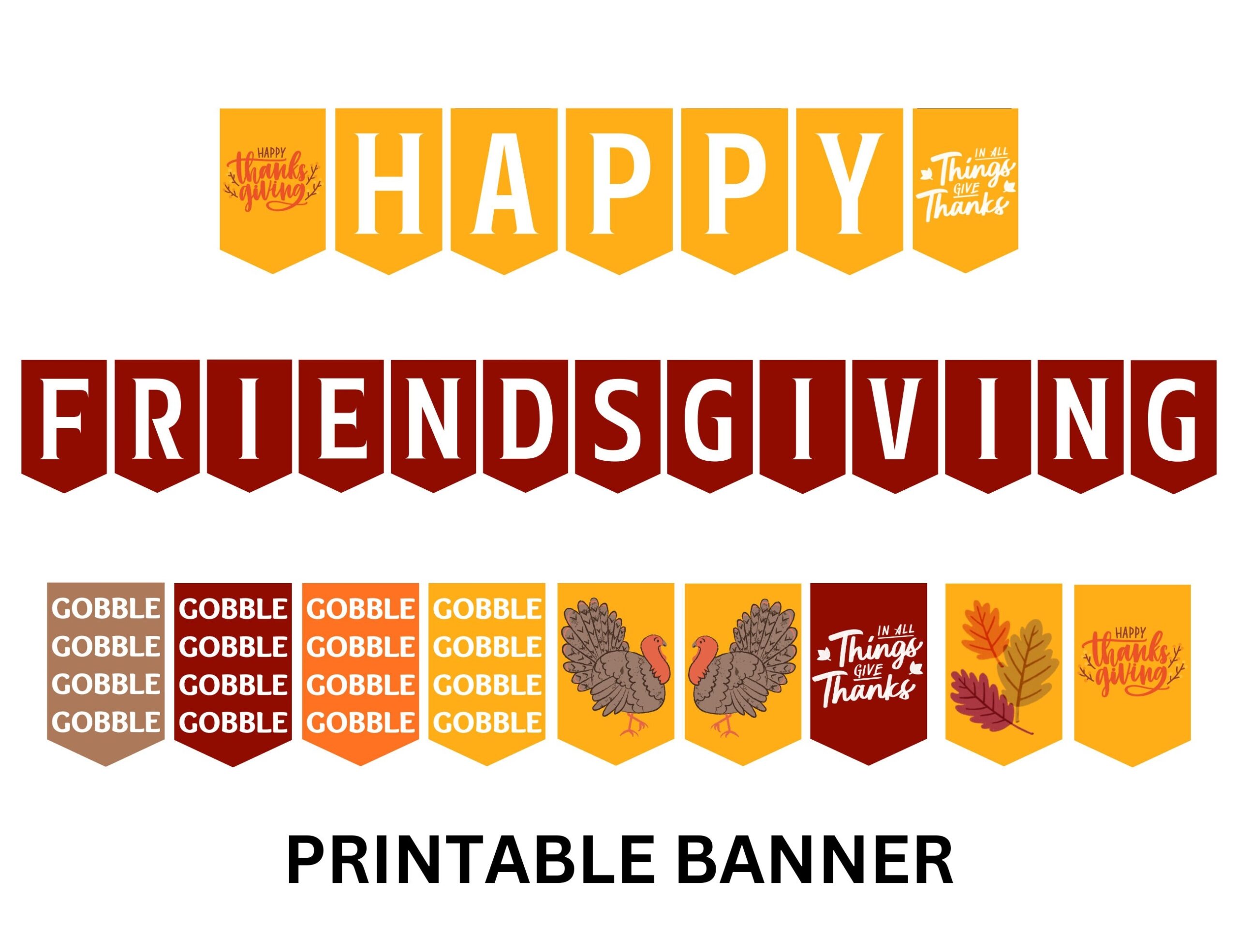 Friendsgiving Printable Banner Happy Friendsgiving Printable Sign Thanksgiving Banner Thanksgiving Decor Happy Thanksgiving Fall Banner Etsy
